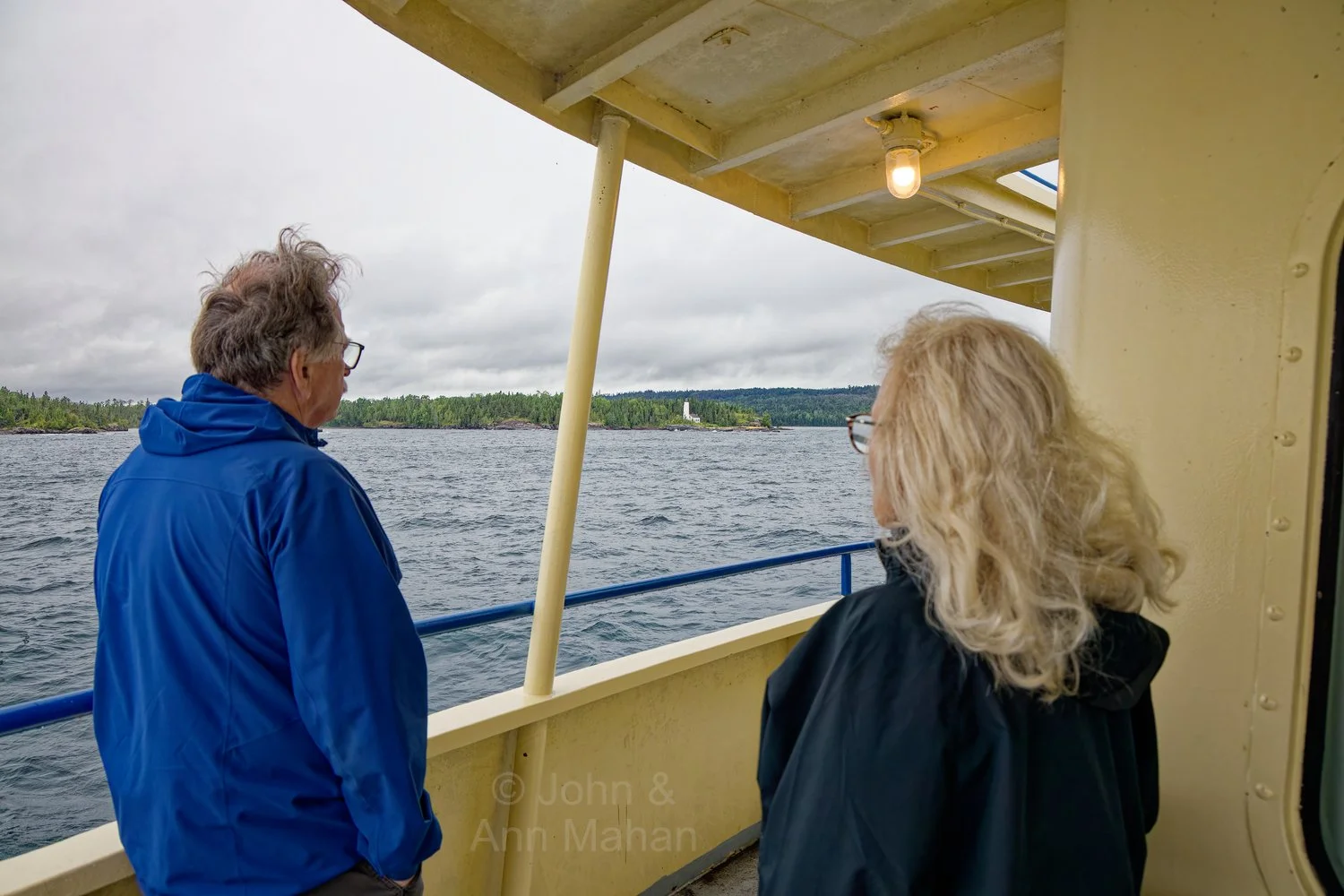 On board Ranger III -- approaching Rock Harbor Lighthouse as we arrive at Isle Royale