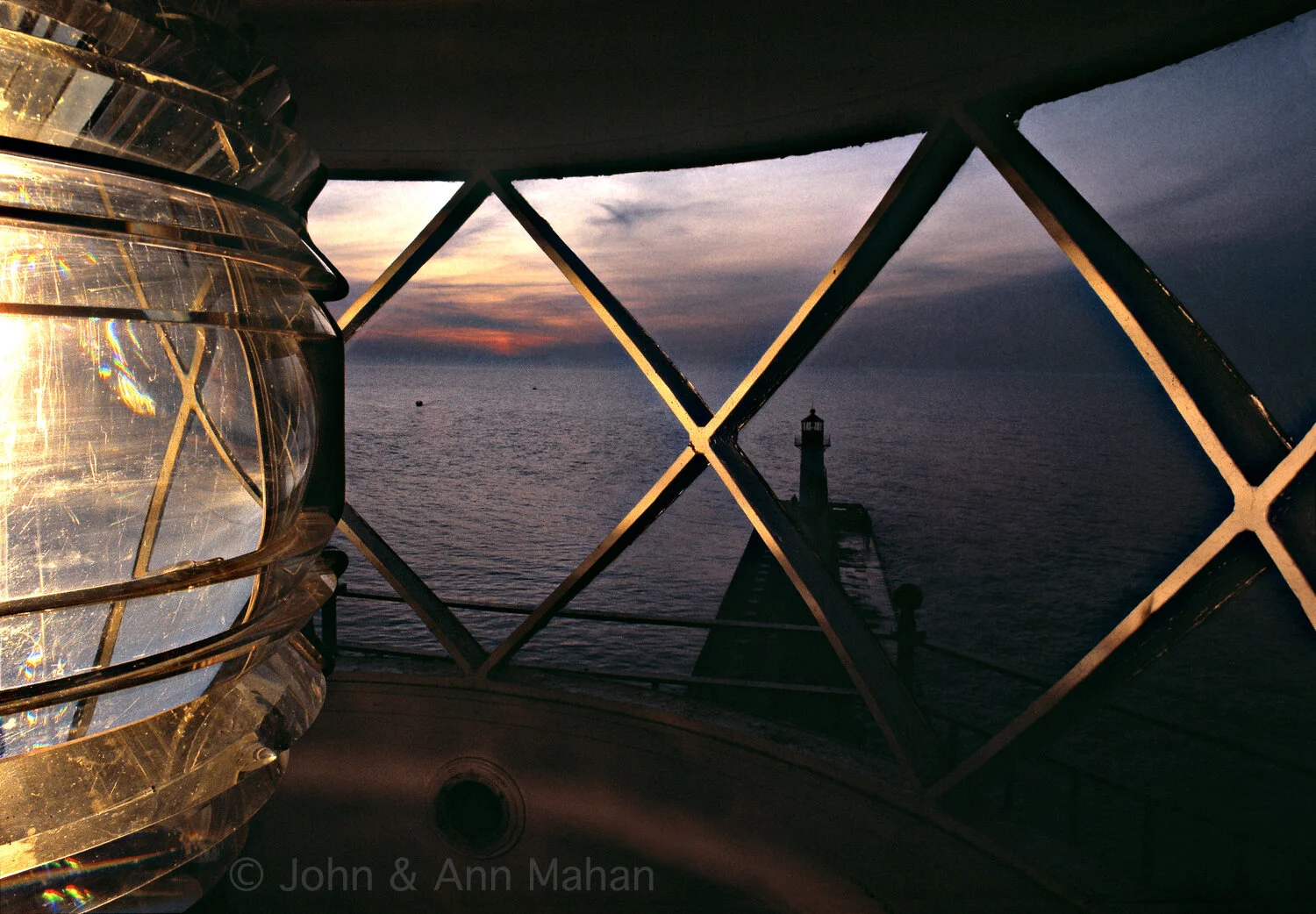 ID_34-696C 4th Order Fresnel Lens of St Joseph North Pier Inner Light with North Pierhead Light beyond