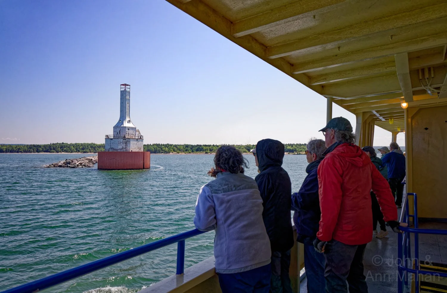 On board Ranger III -- passing Keweenaw Upper Entry Lighthouse as we return to the mainland