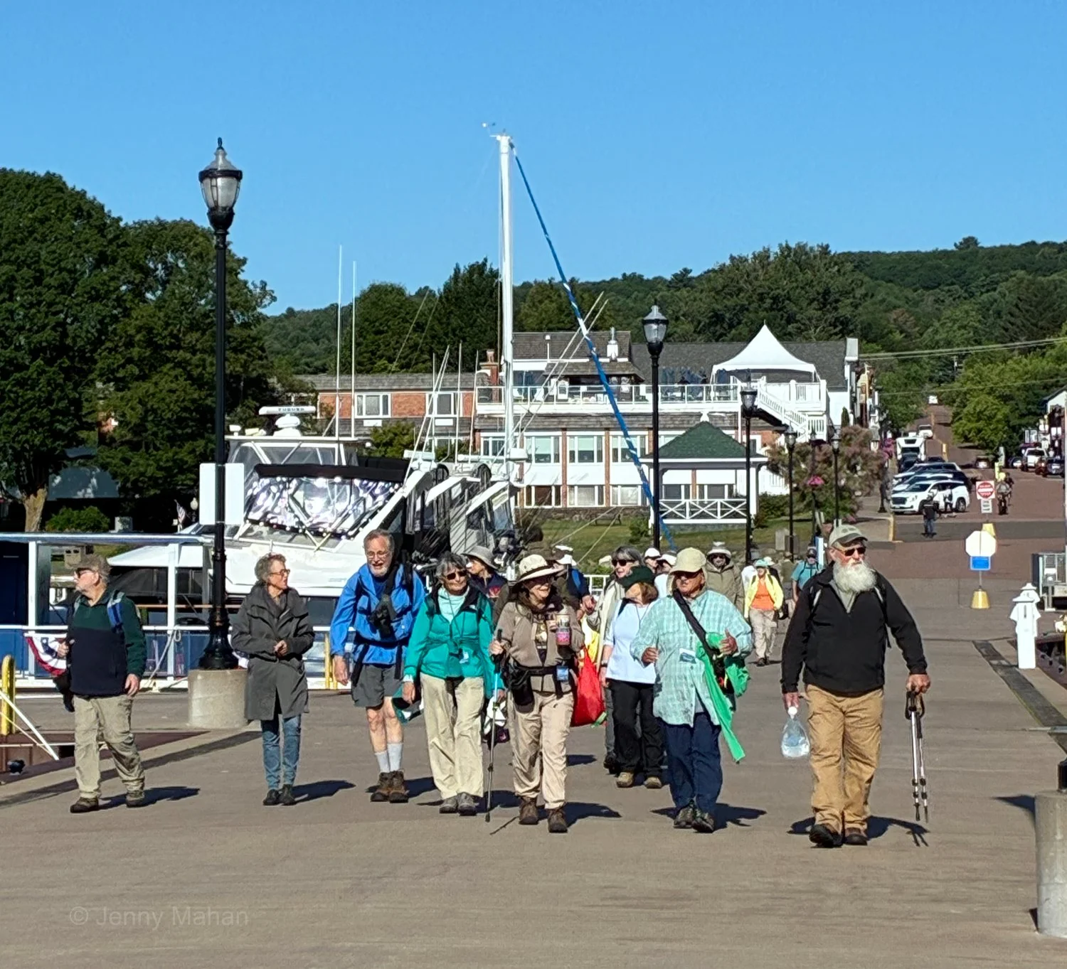 Walking on Bayfield Dock to Apostle Islands Cruises Boat
