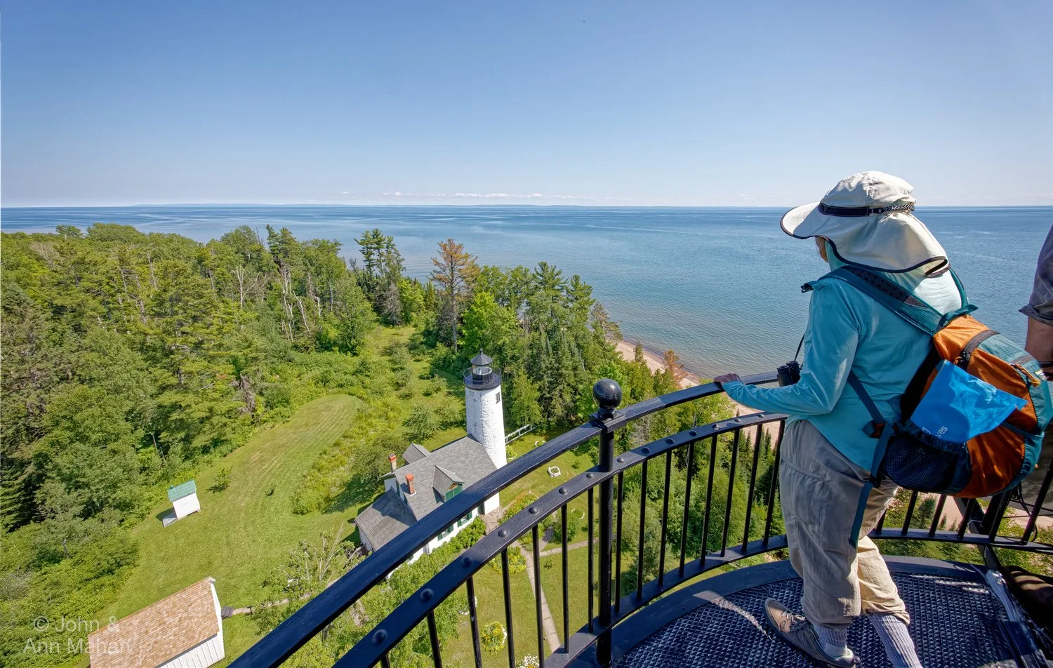 Viewing Old Michigan Island Lighthouse from atop New Michigan Island Lighthouse