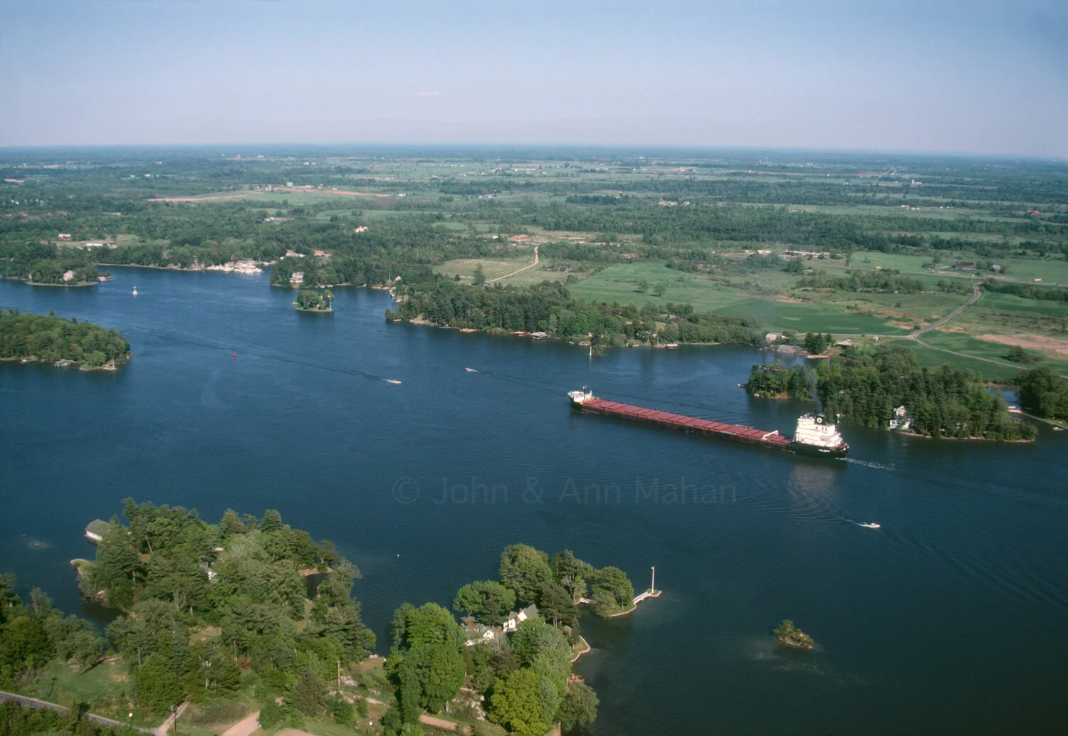 ID_9-1625C  Aerial view of Lake Freighter on St Lawrence River