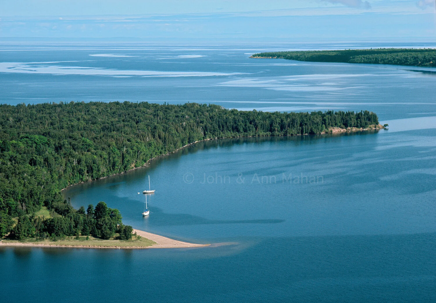 ID_15-1927B Aerial view of Salboats anchored off Raspberry Island -- Apostle Islands