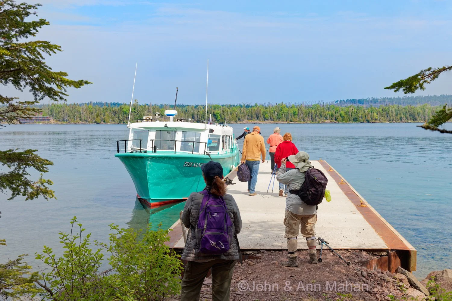 Sandy Tour Boat docked at Raspberry Island
