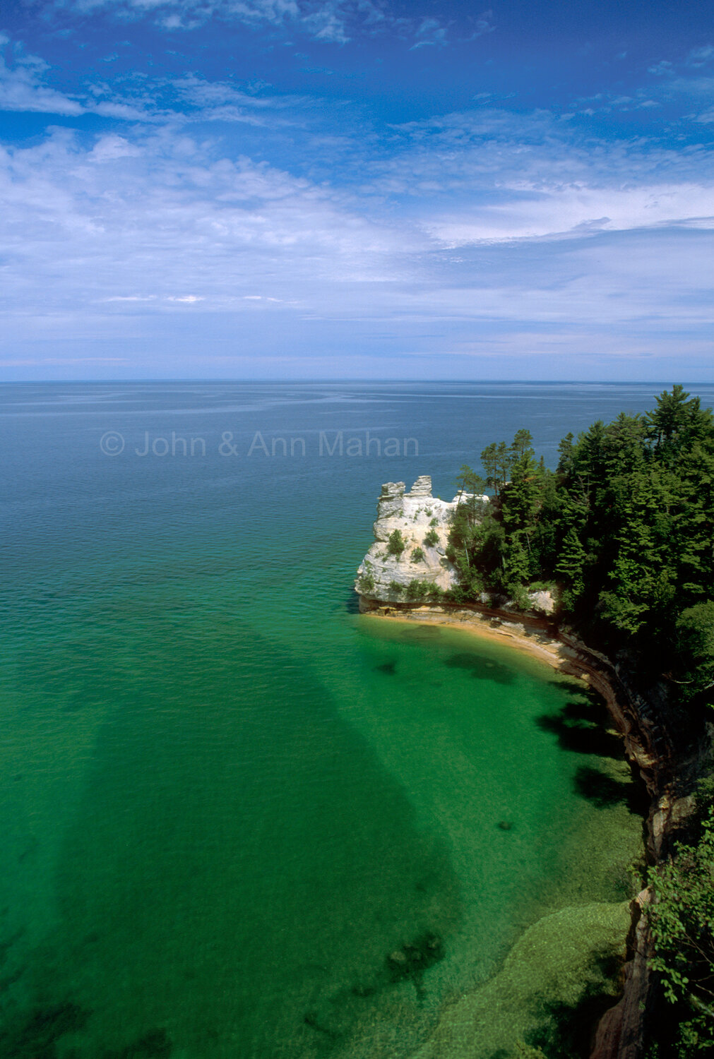 ID_21-6016B Miners Castle with two turrets -- before one turret collapsed in 2006 -- Pictured Rocks National Lakeshore
