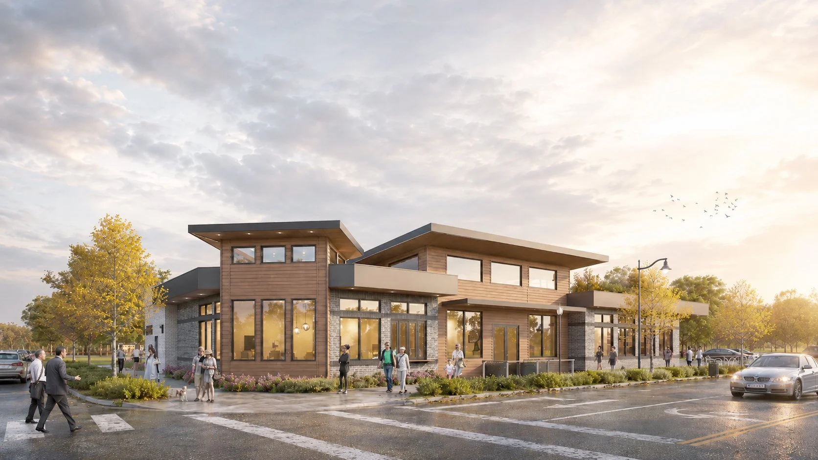 Lafayette North Public Market mixed-use commercial building exterior