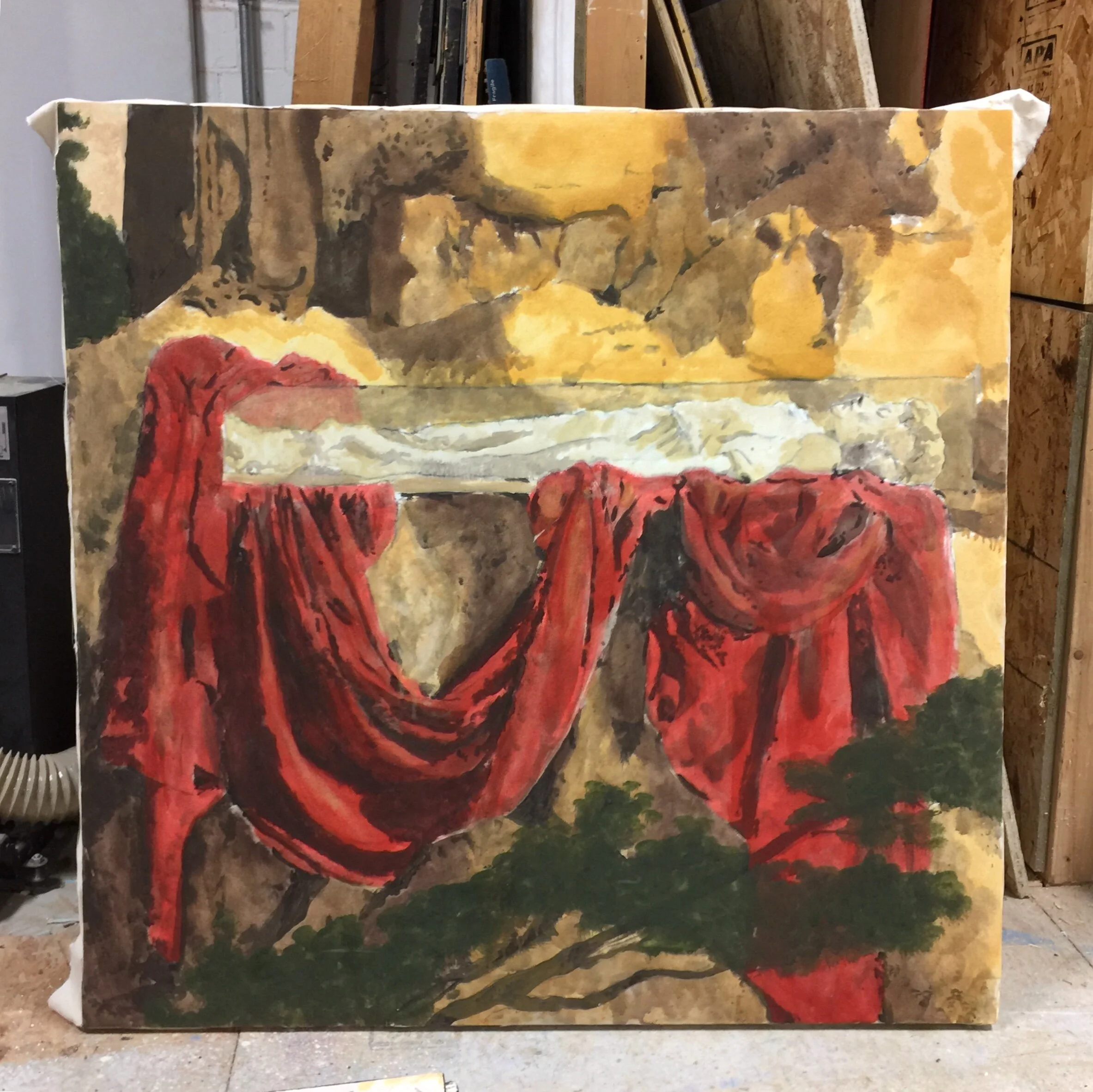 Drop work - glazing process