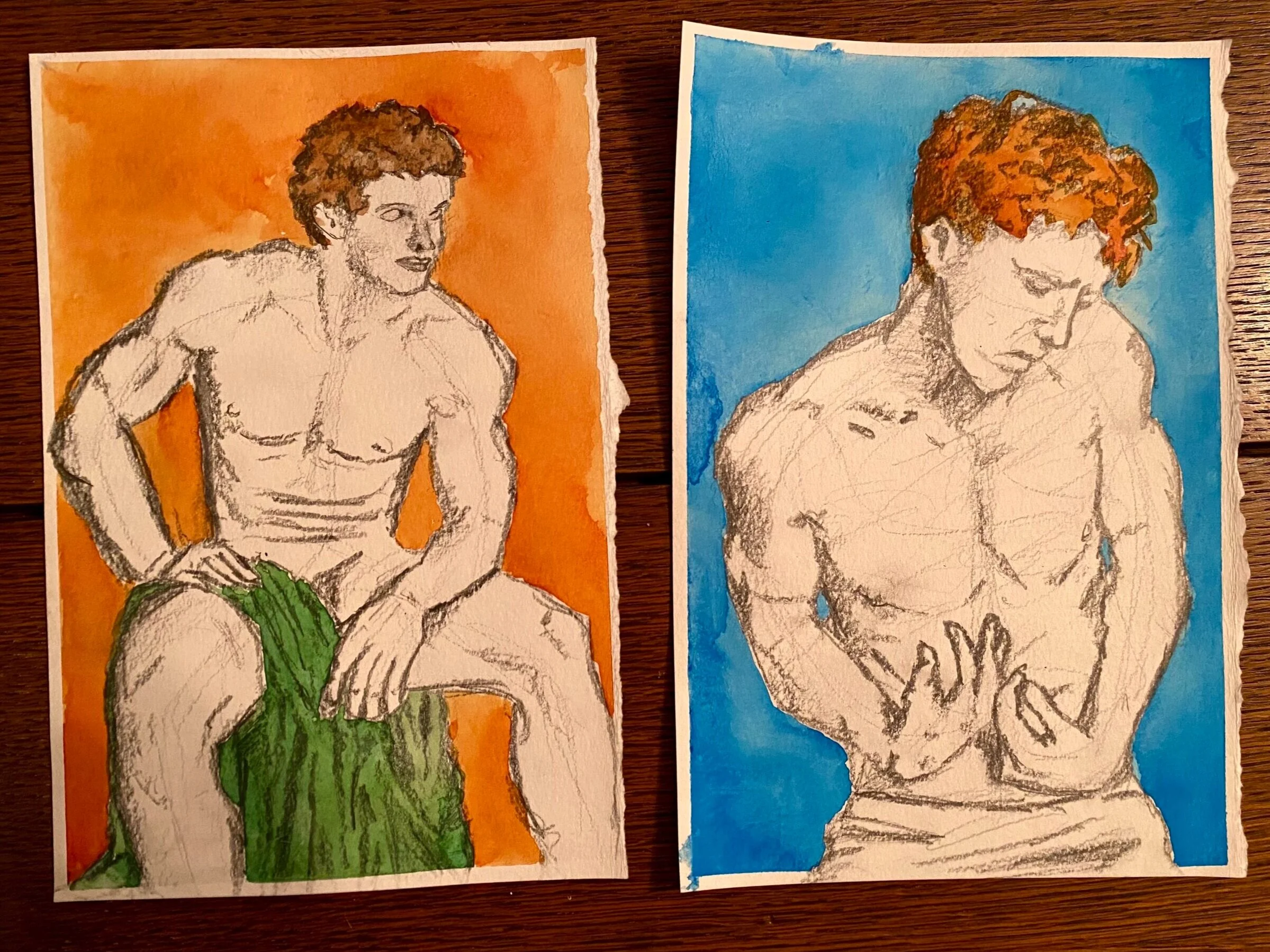 Figure drawing - finished (graphite and watercolor)