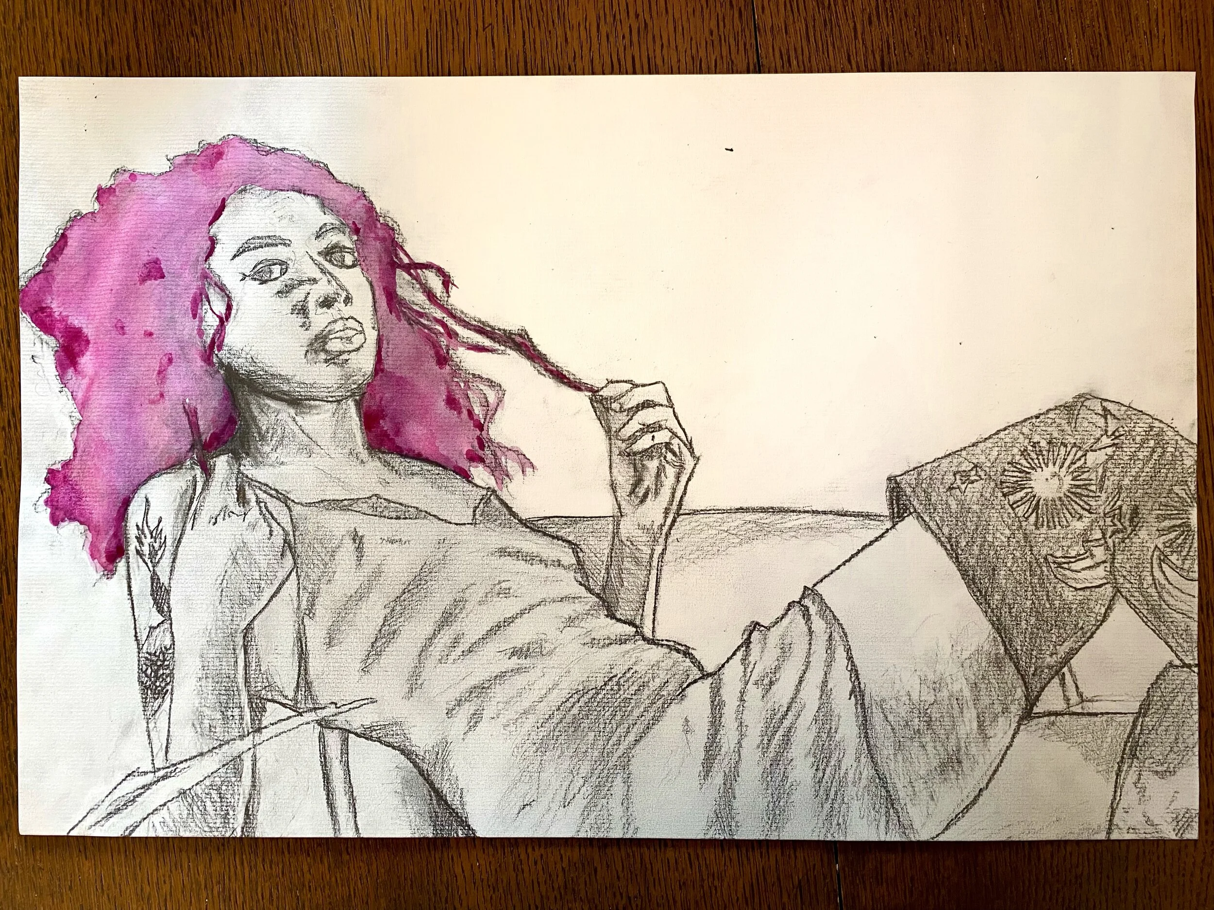 Figure drawing - finished (graphite and watercolor)