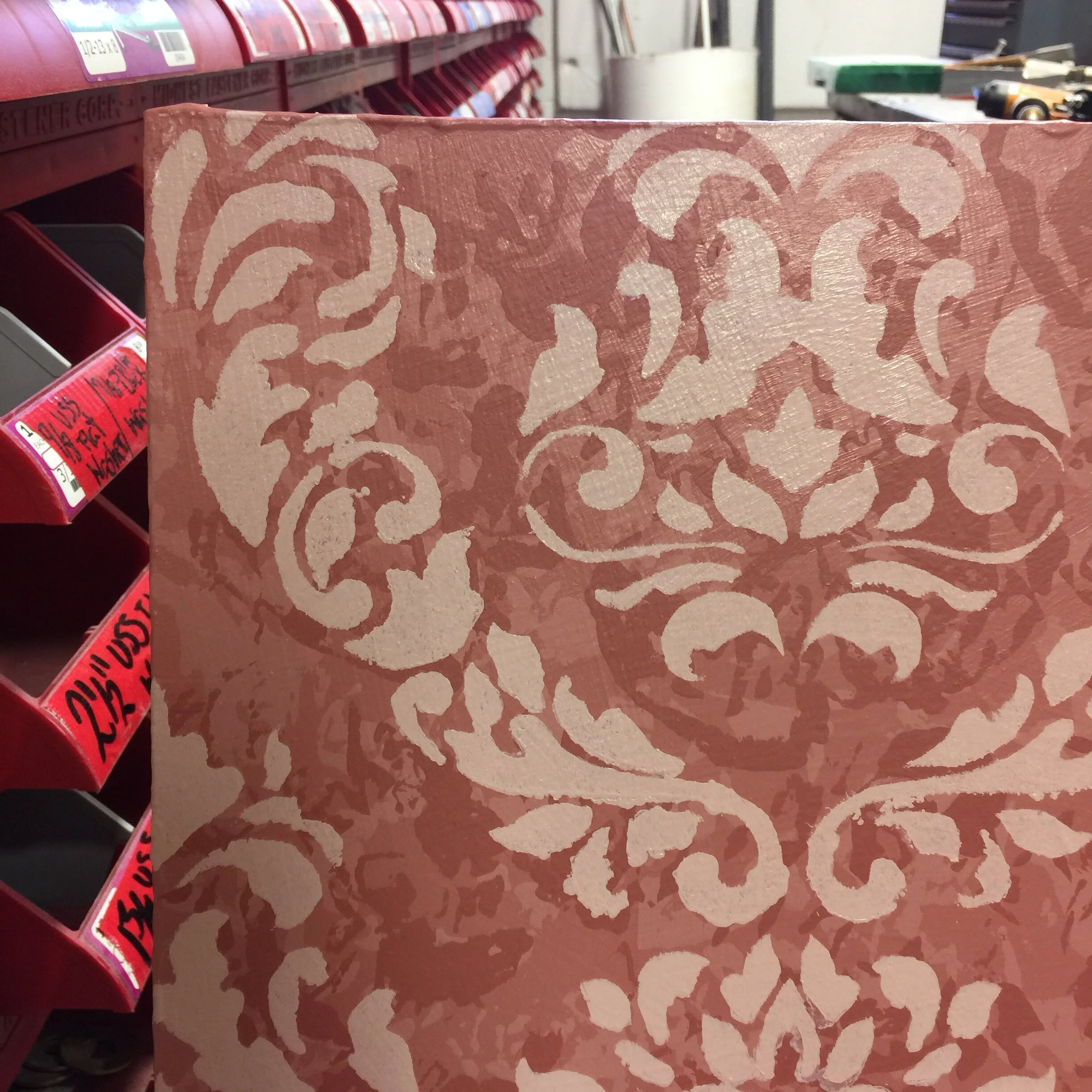 Wallpaper stenciling technique (close-up)