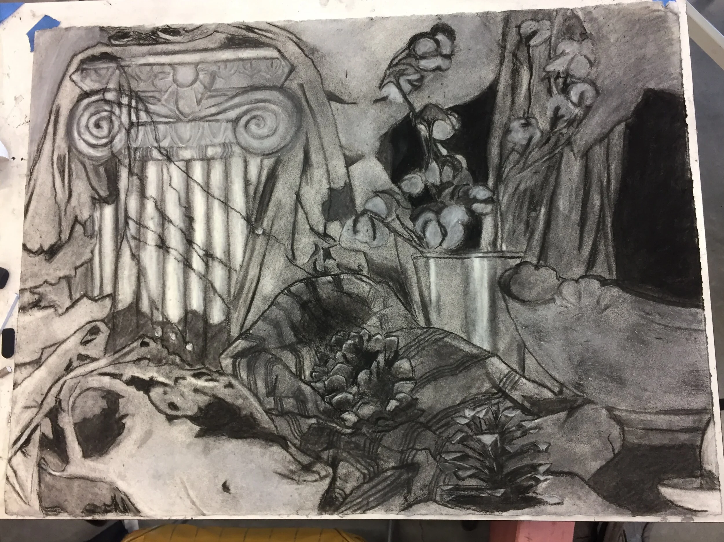 Still-life (charcoal on Rives BFK paper) - finished