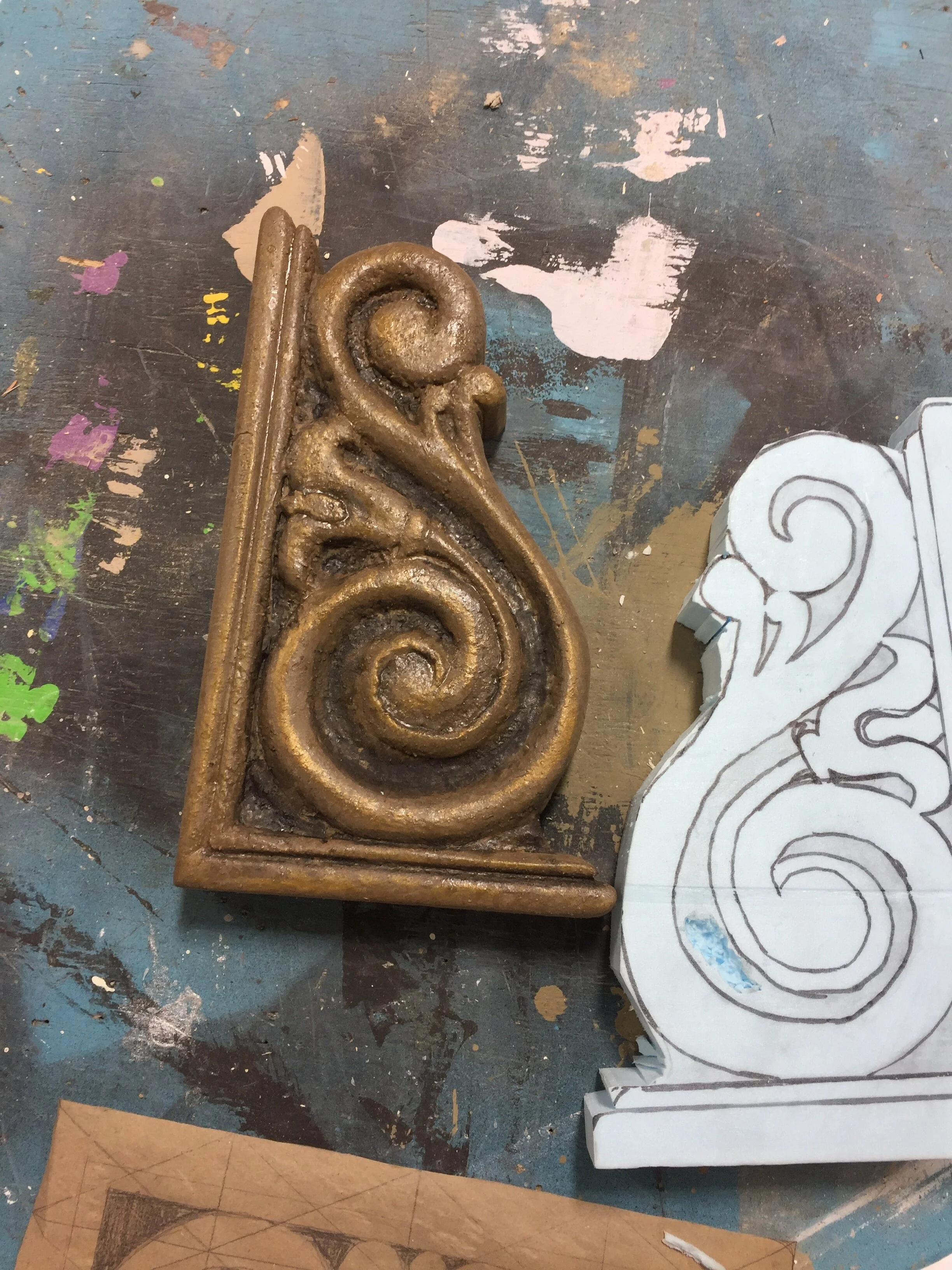 Foam ornamentation - bronze process