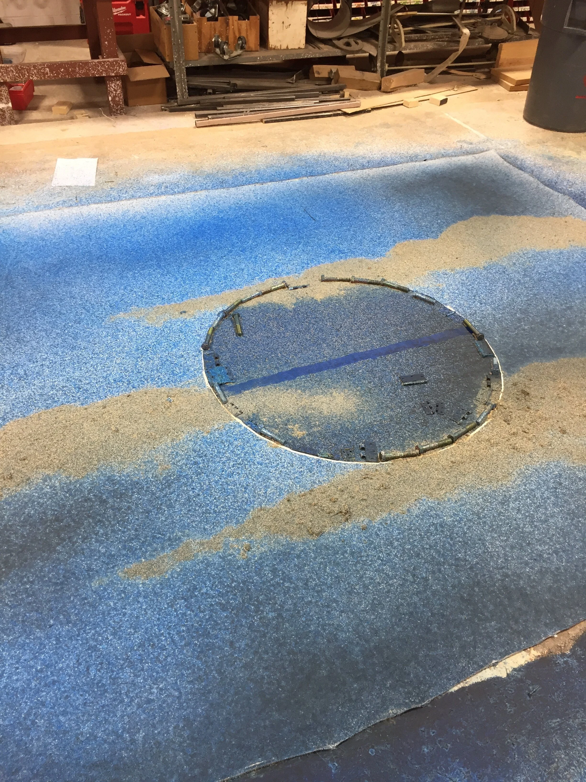 Moon drop - masking with sawdust and Kraft paper