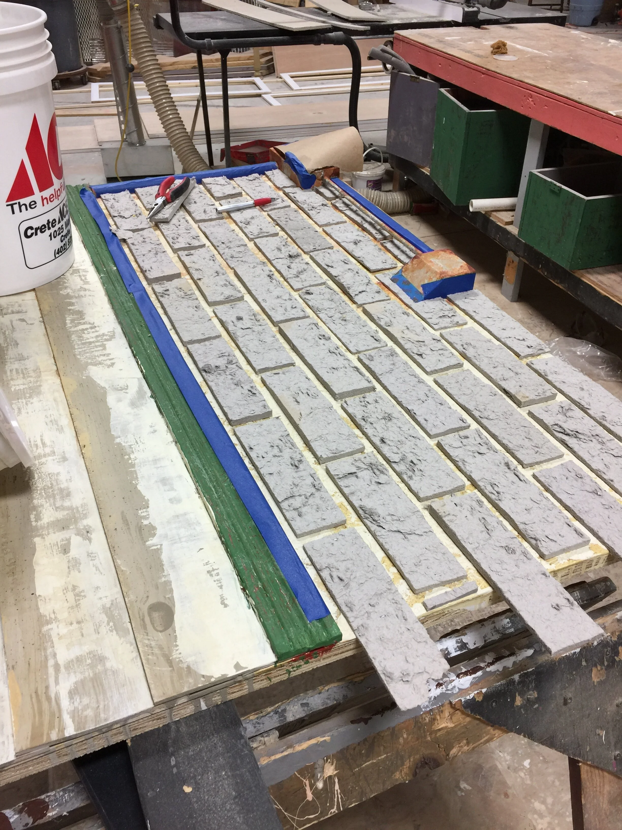 Brick and siding sample - cutting homasote brick process