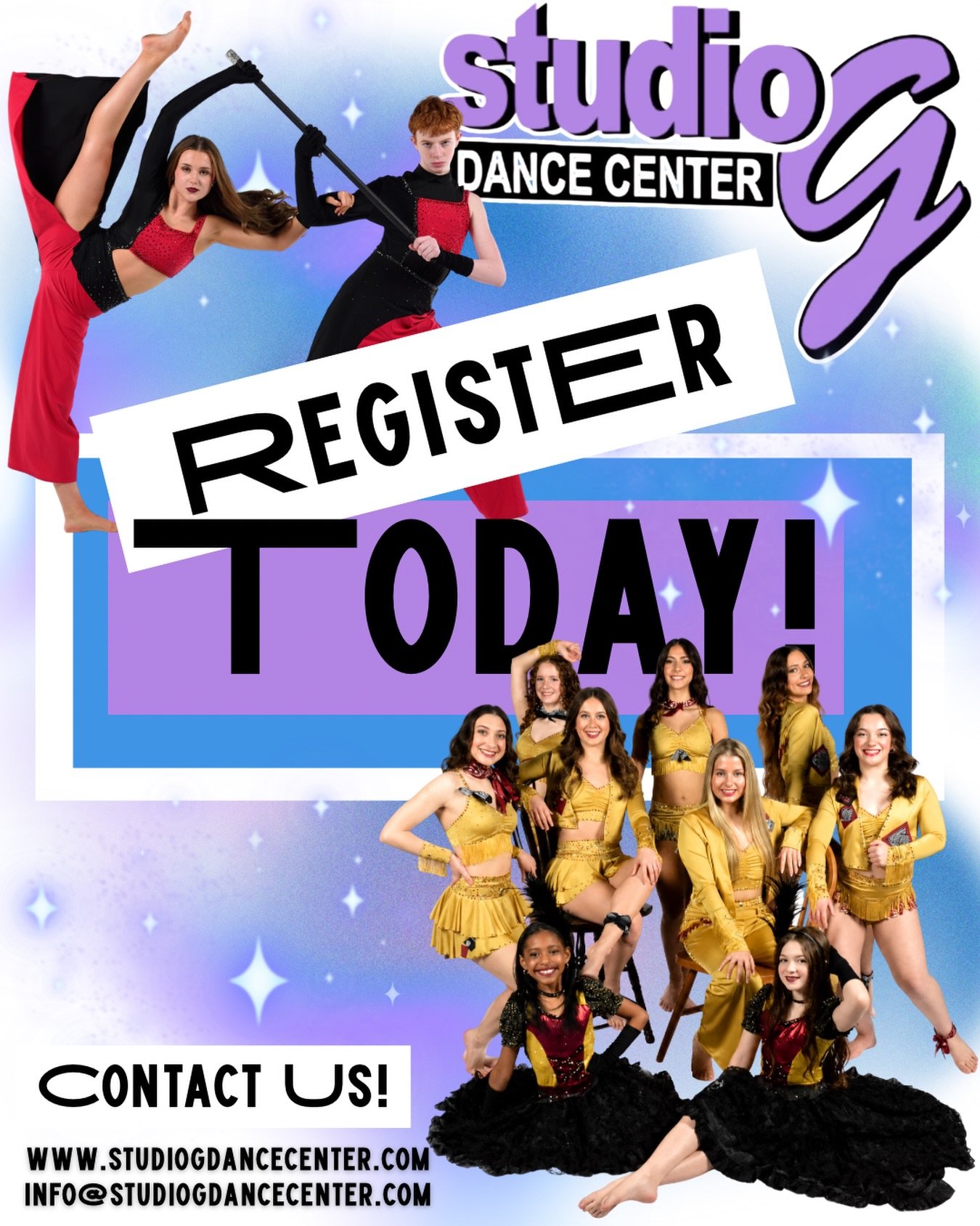 Registration is OPEN! 💜✨

Your 2026&ndash;2027 dance season starts HERE. 🖤

📍 TWO locations &mdash; Wilkins Twp. + Greensburg
✨ Classes for all ages &amp; levels
💻 Register online at your convenience!

Dance with Studio G and discover your passio