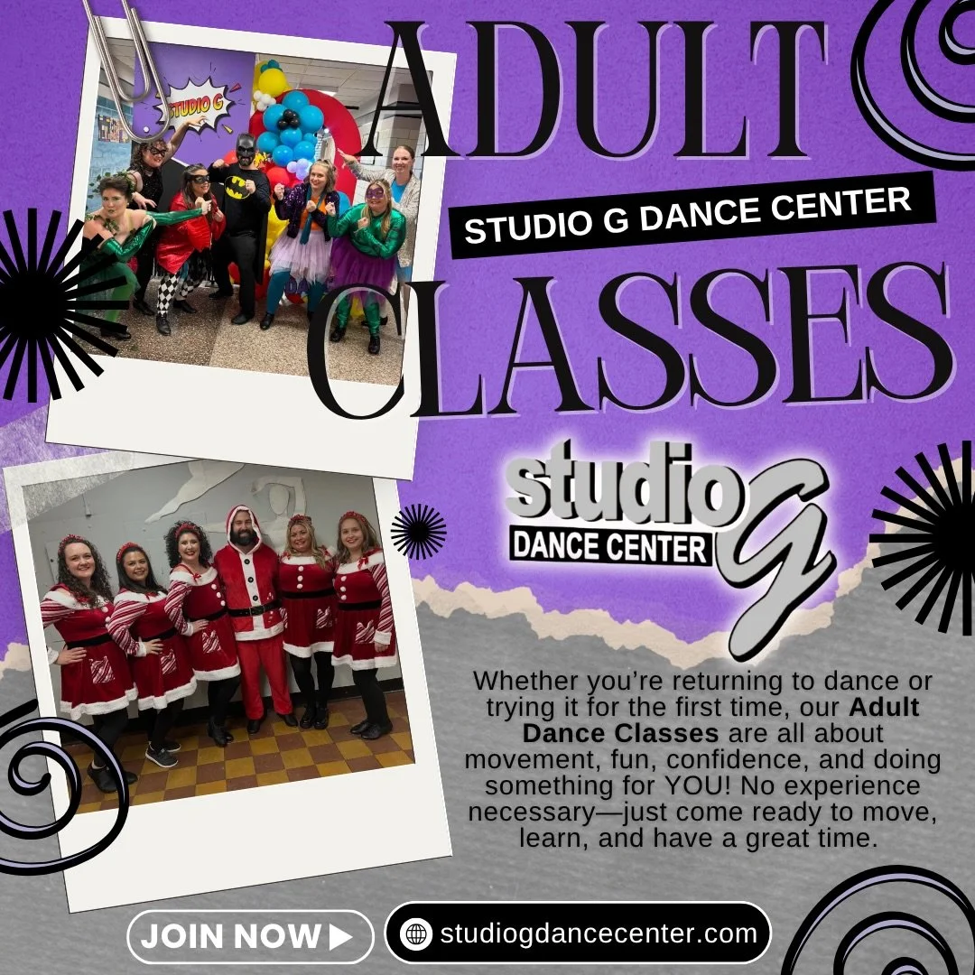 Adult classes ROCK! 💜✨

Because dance doesn&rsquo;t have an age limit. Whether you grew up dancing, are ready to get back into it, or just want a fun way to move, our Adult Dance Classes are for YOU!

Come move, sweat, have fun, and enjoy an hour th