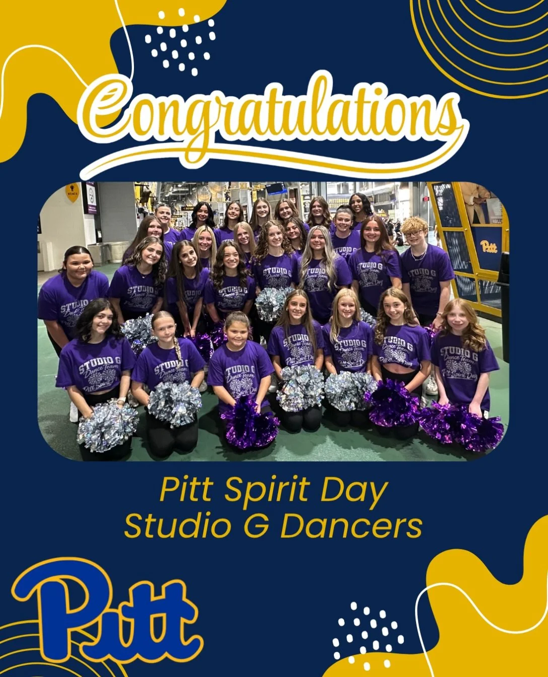 We are SO proud of our Studio G dancers who represented at the University of Pittsburgh Spirit Day! 🐾💙💛

Although Mother Nature had other plans, our dancers still got to make some incredible memories! Participating in the parade, showing Pitt spir