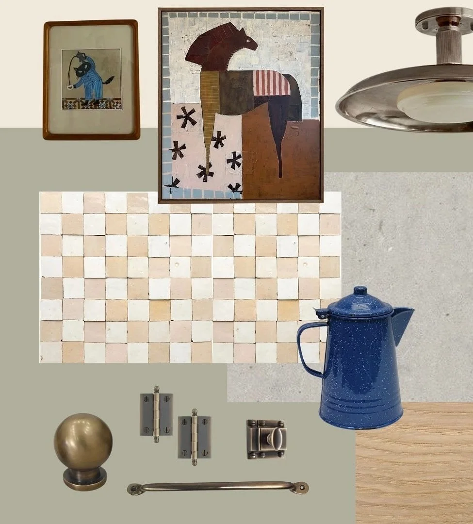 Our concept for the 1932 California Tudor kitchen remodel is rooted in the idea of The Daffodil - natural, bright, powerfully simple. The kitchen design is inspired by southwest desert &amp; mid-century interiors. It will be timeless and serene but f