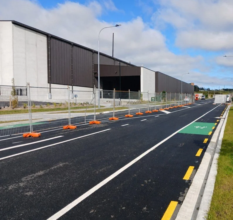 Long-term construction site fencing at Hobsonville