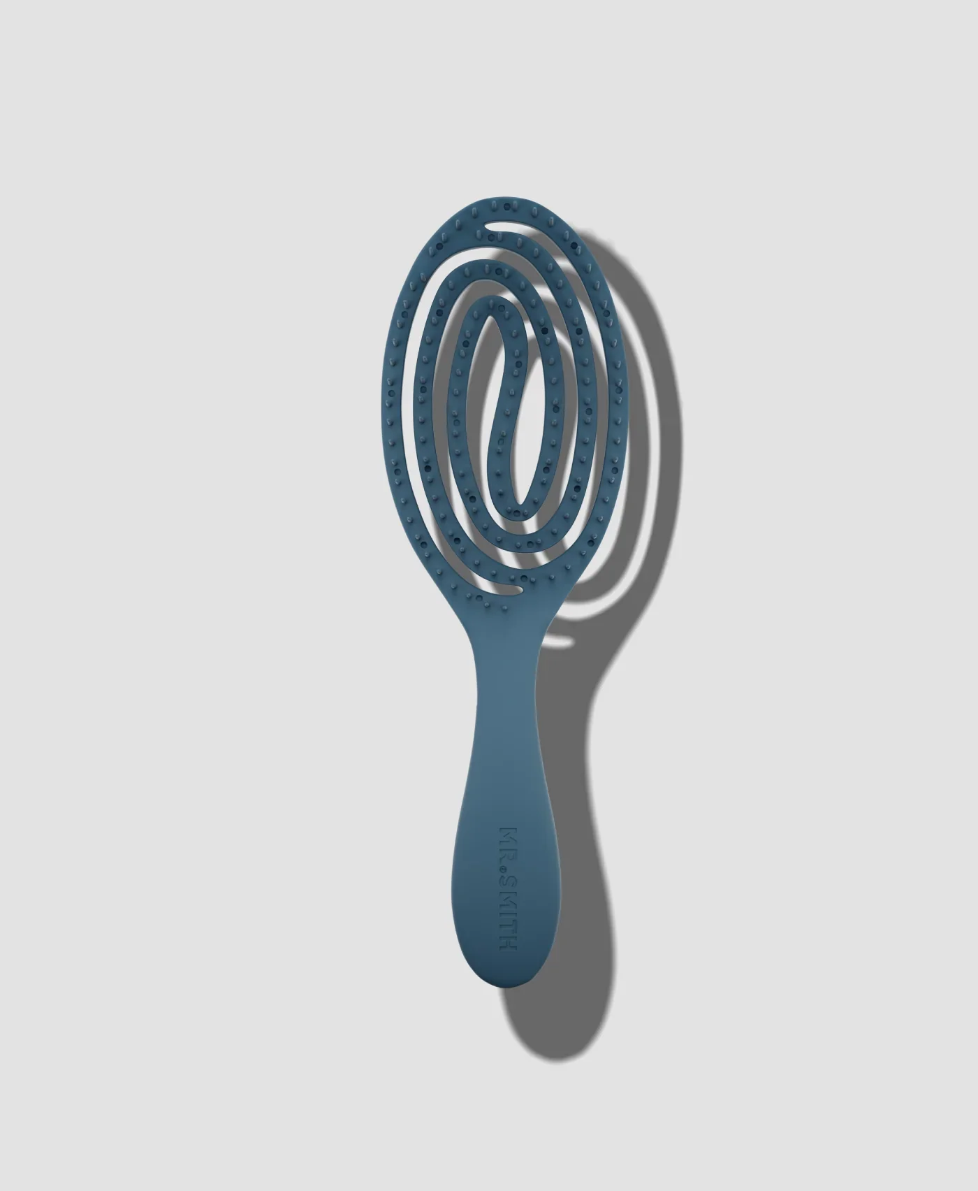 Dark blue vented hair brush for quicker blow drys.