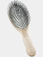 Looped hair brush for hair extensions.