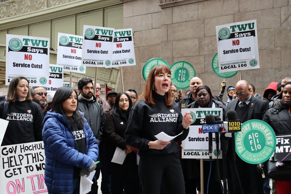 Transit riders and workers rally at Grand Central