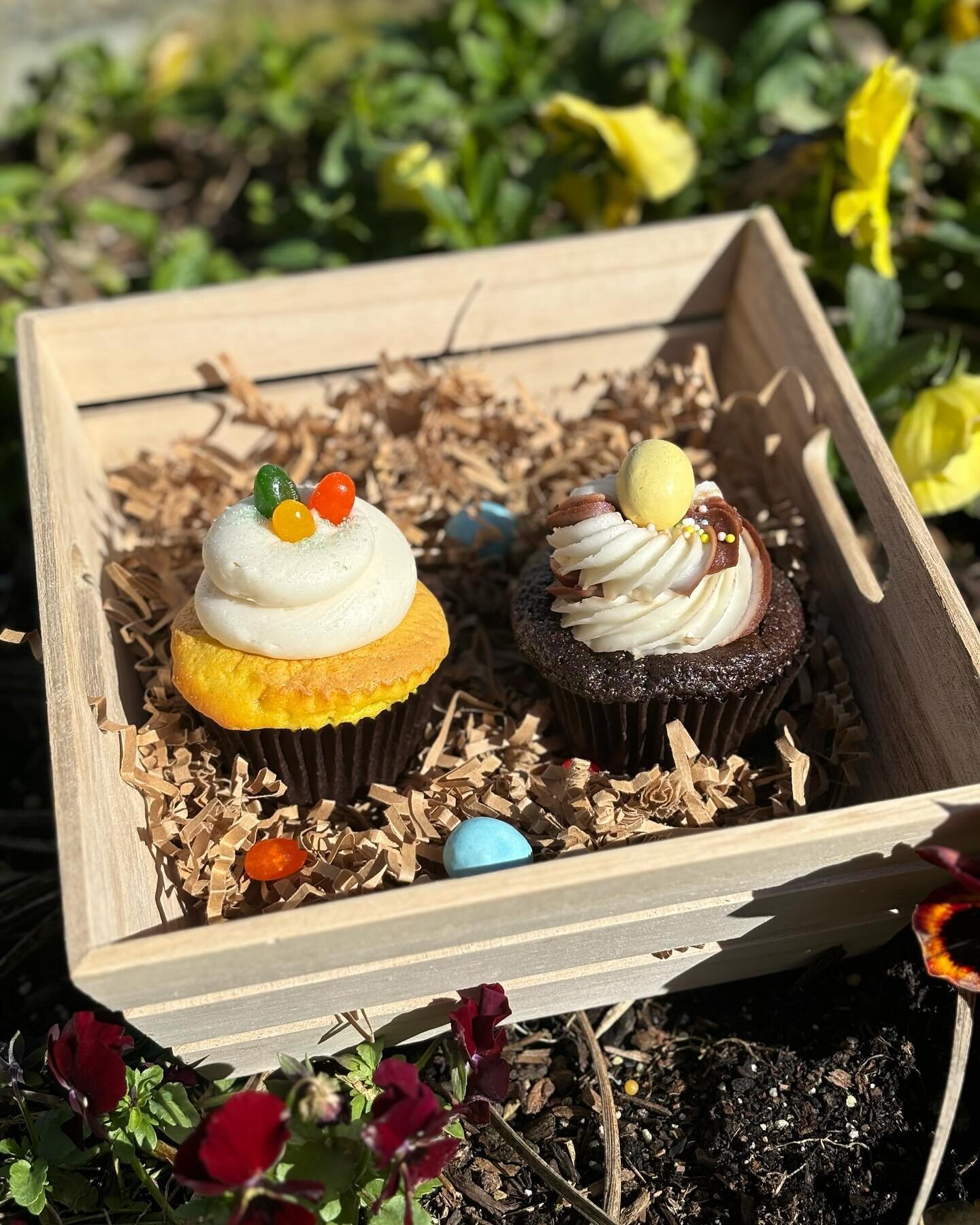 Happy Easter Eve lil chickens!! 🐥 Have you tried our holiday feature flavor cupcakes yet?? They&rsquo;re lemon cream cheese and chocolate Cadbury cream egg. 🪺 

Today is that last day to come and grab some since we&rsquo;ll be closed tomorrow for t