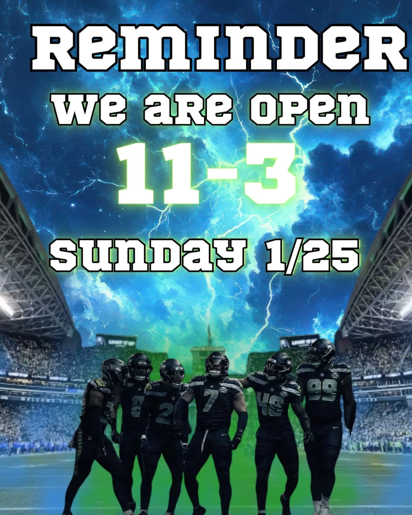 We have a limited amount for Seahawks treats available for game day, so come early for the best selection!