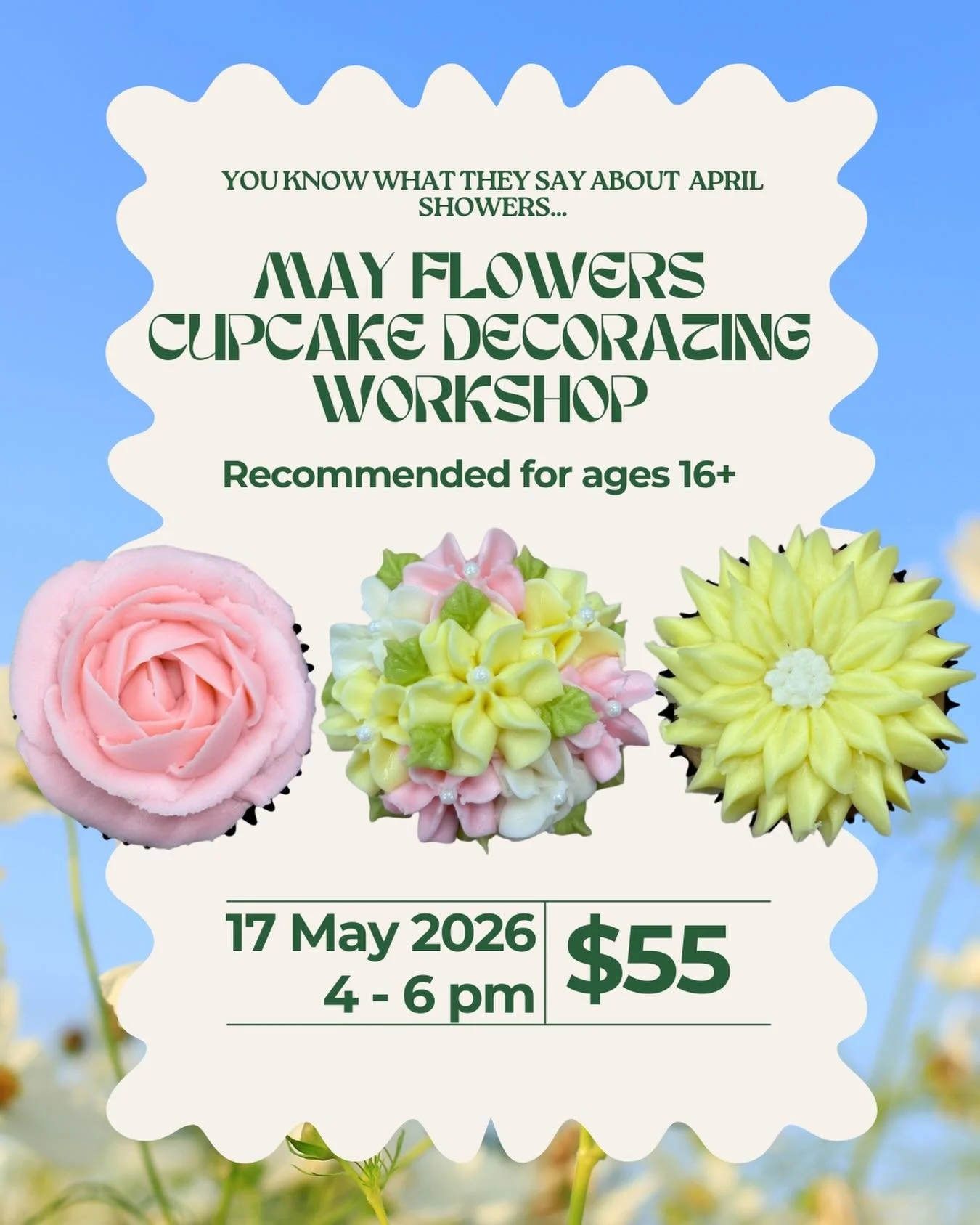 Join us for a cupcake class this May!! 🌸🌻 you can register on our website today!