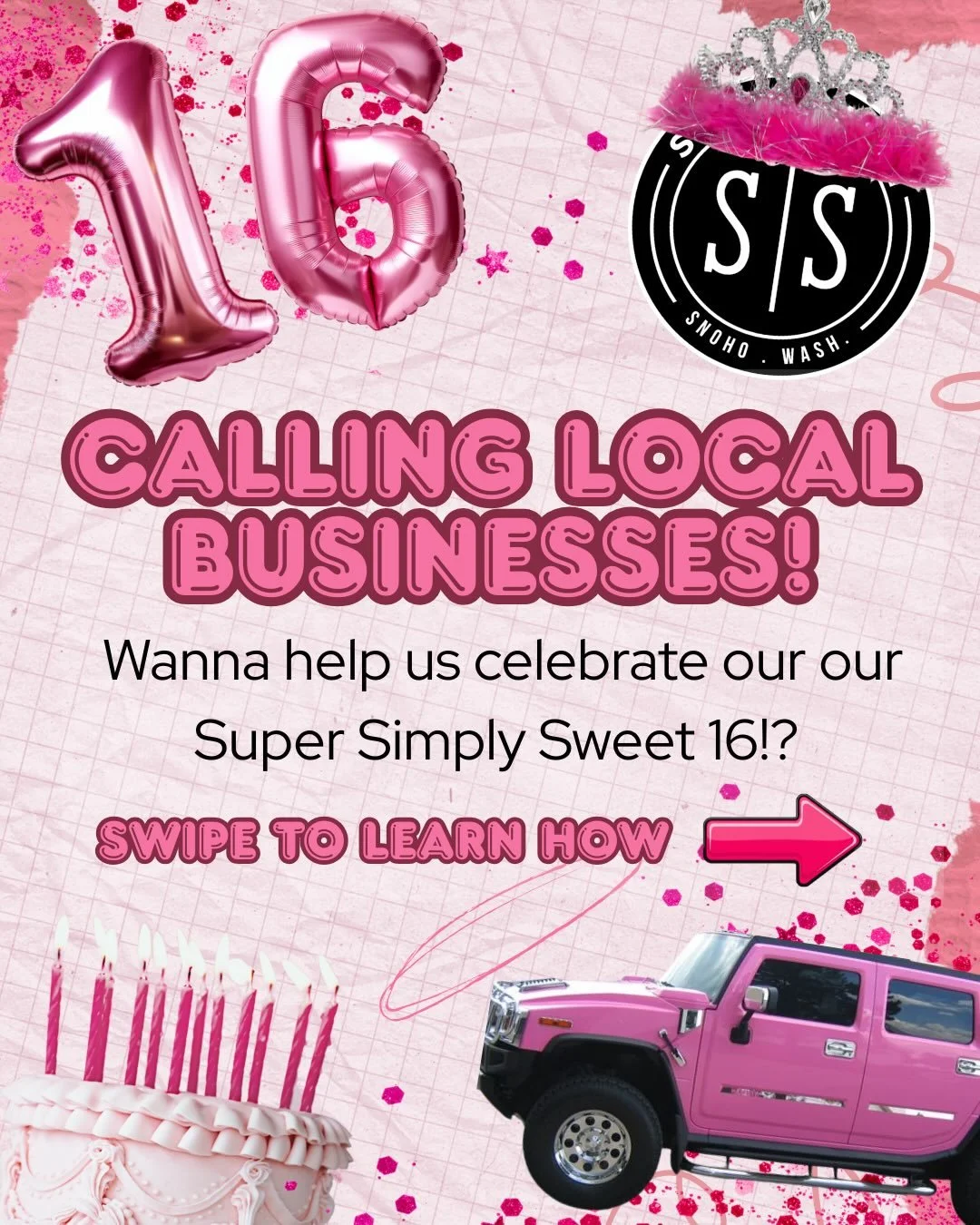 What business would you love to see take part in our Sweet 16 giveaway? share and tag them in the comments below! 🎂🎉🎈👑