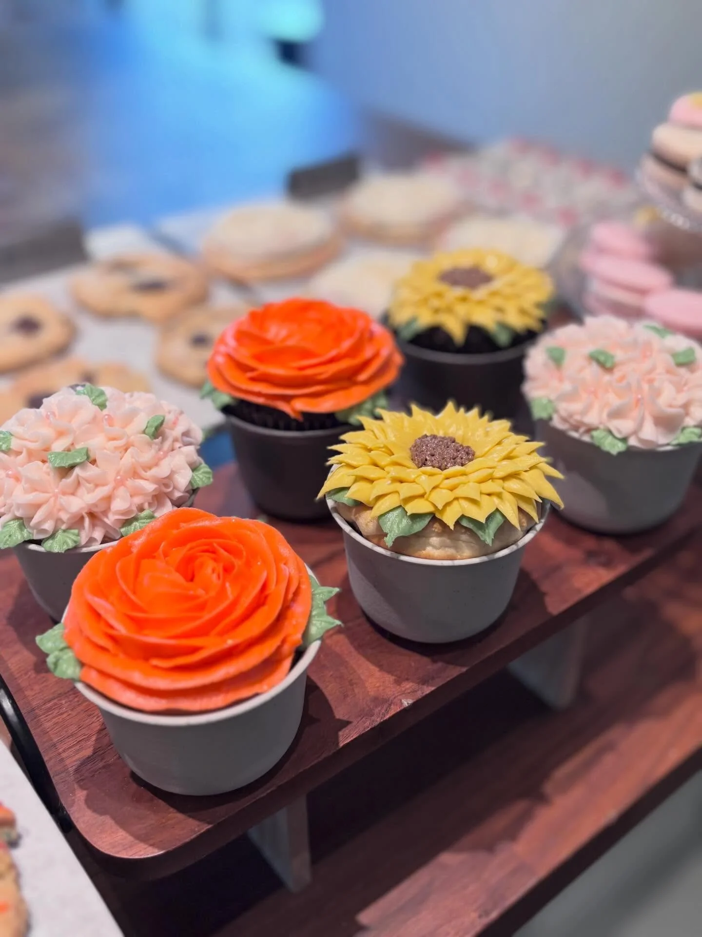 Flower pot jumbo cupcakes available in shop through Mother&rsquo;s Day weekend while supplies last!