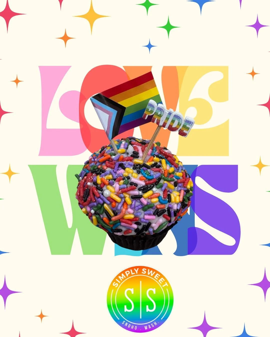 HAPPY PRIDE 🌈✨🏳️&zwj;⚧️💖🏳️&zwj;🌈 We&rsquo;ve teamed up with @snohopride for Pride month and will have these Pride cupcakes all of June! 100% of profits from these cupcakes will be donated to Out in Snohomish 💖 Celebrate love and treat yourself 
