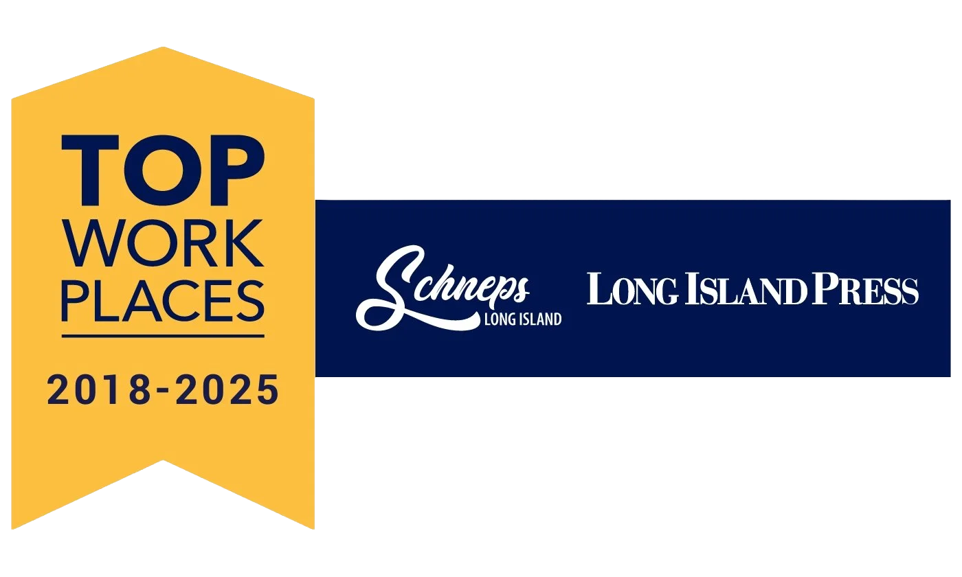 Top Workplaces 2018-2025 award badge by Schneps Long Island and Long Island Press