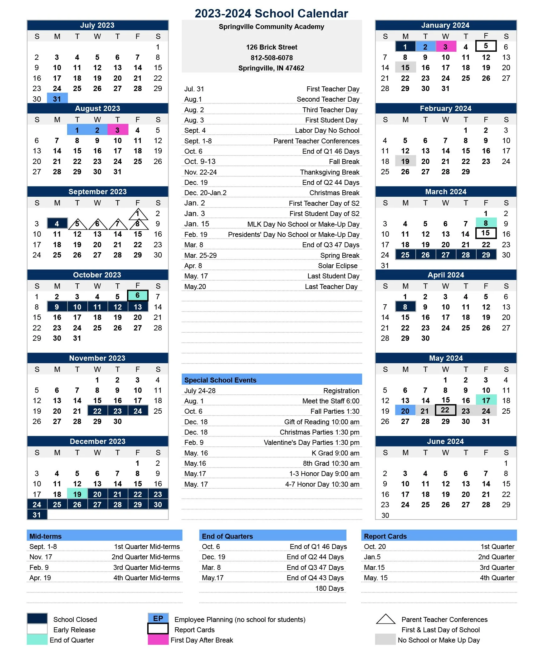 Calendar — Springville Community Academy