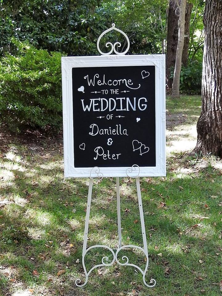 White easel (sign not included), $20 to hire