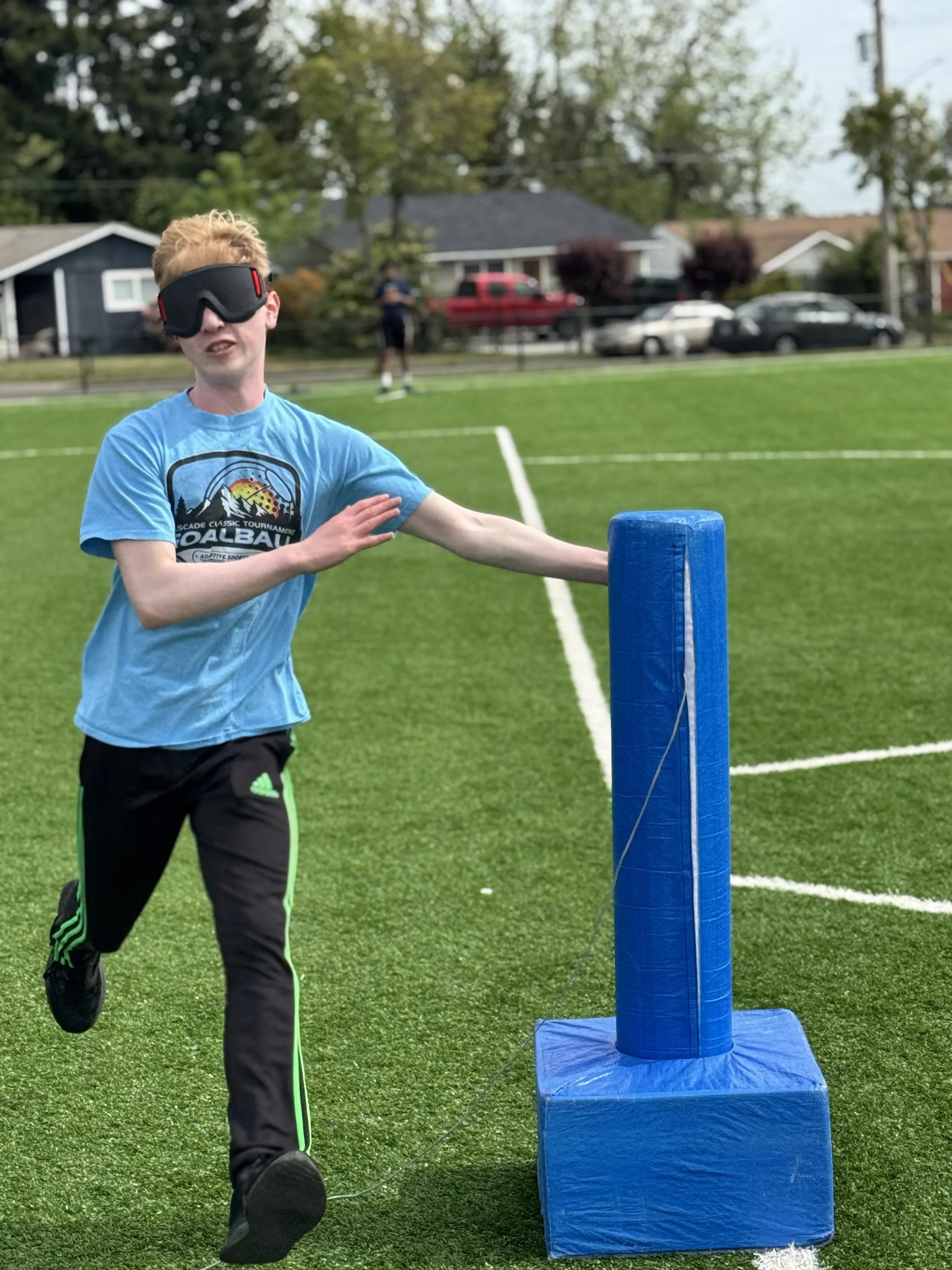 Beep Baseball player running the bases