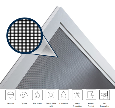 Close-up of a stainless steel security screen vector image