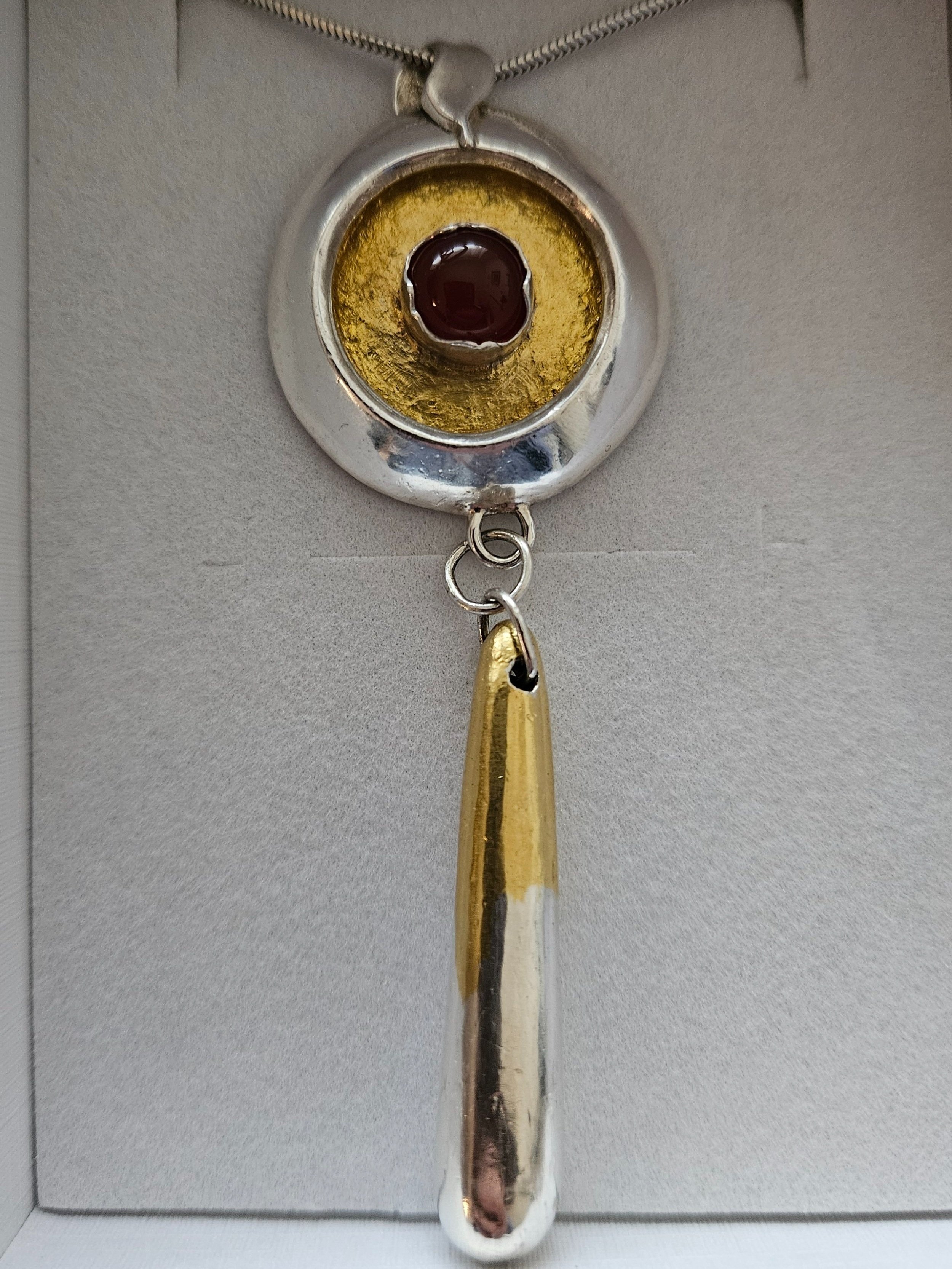 Per SaRa Ra as the Evening Sun pendant. Fine Silver and 24k gold.