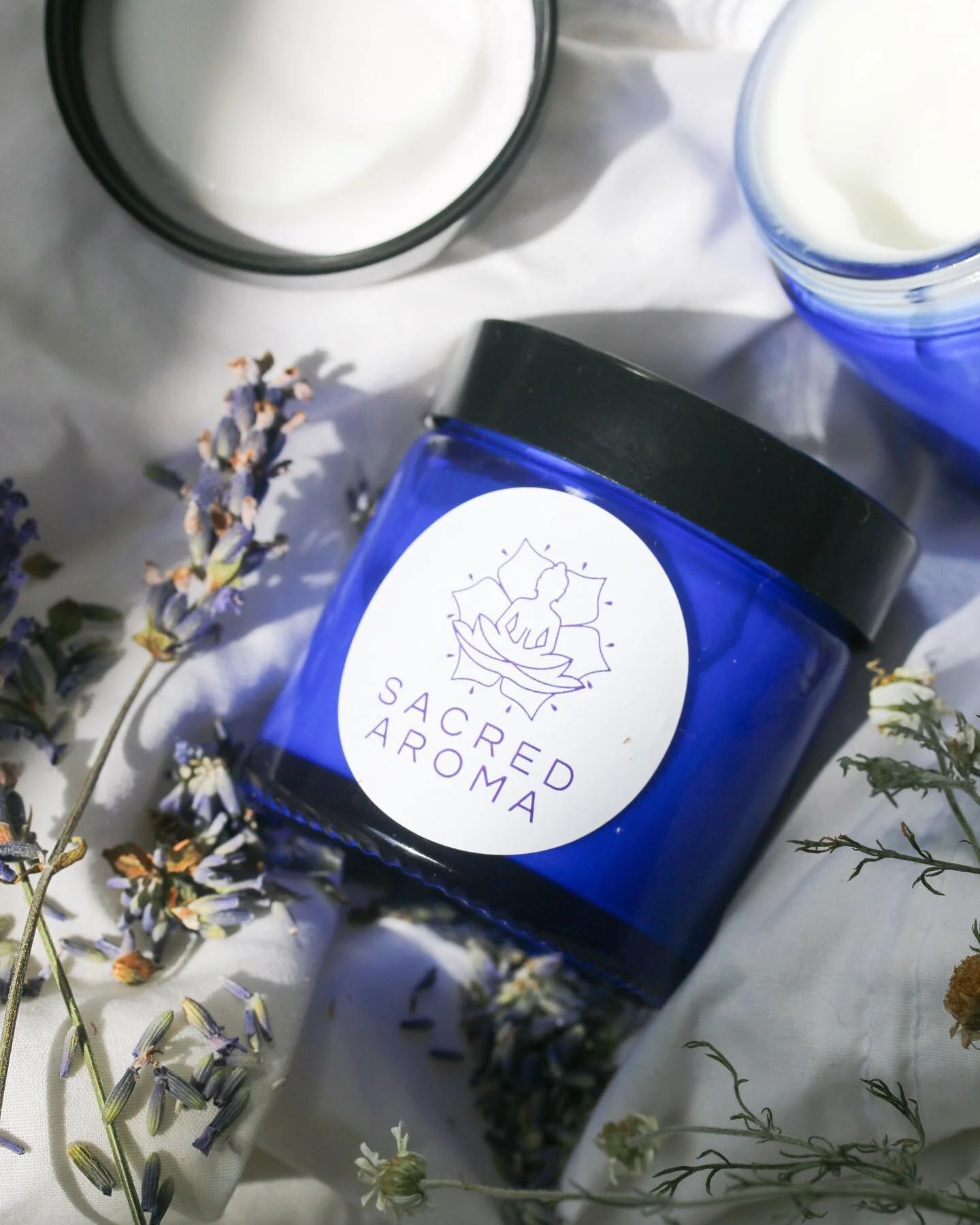 Sacred Aroma Relaxing Night Cream (60ml) 💙 
Lavender, chamomile &amp; ylang ylang ✨
100% natural and organic ingredients. 100% handmade with love. 🌛