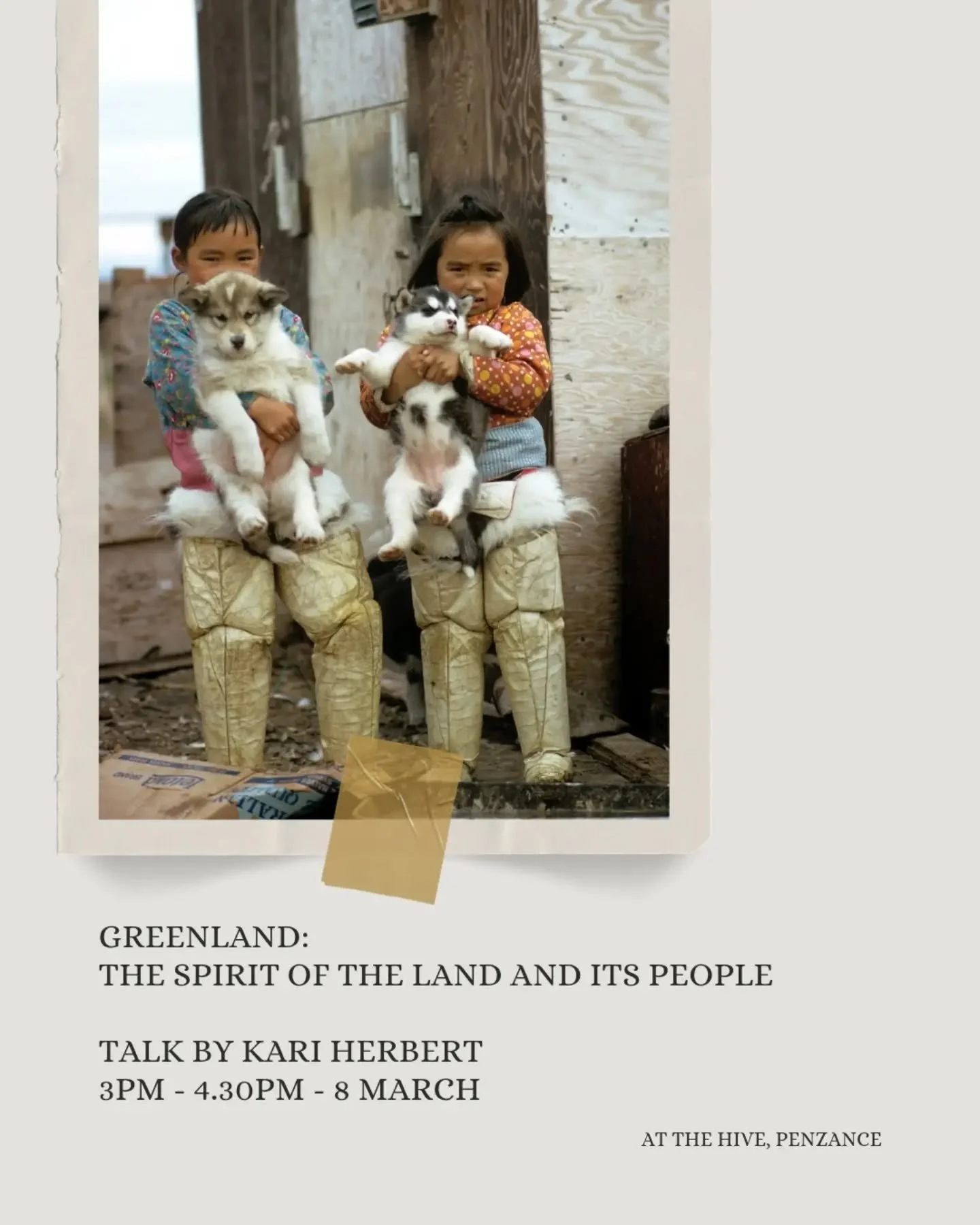 Greenland: The Spirit of the Land and its People - back by popular demand - my talk about Greenland and my deep connection with it, and how the traditional culture, the environment, politics and climate is changing.

3pm - 4.30pm on Sunday 8 March at