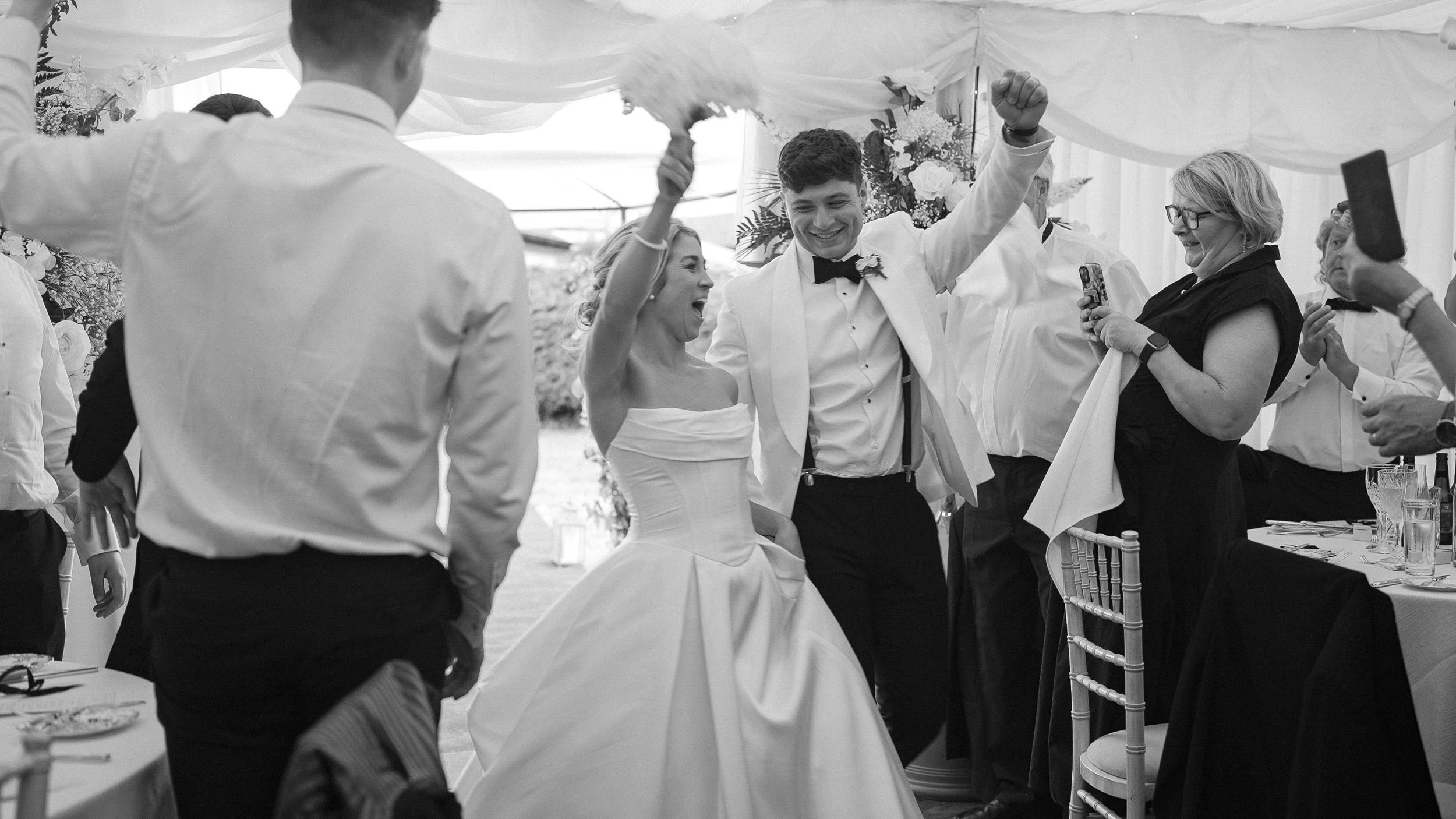 Taylor and Jack's grand entrance to their wedding marquee, Co. Kildare
