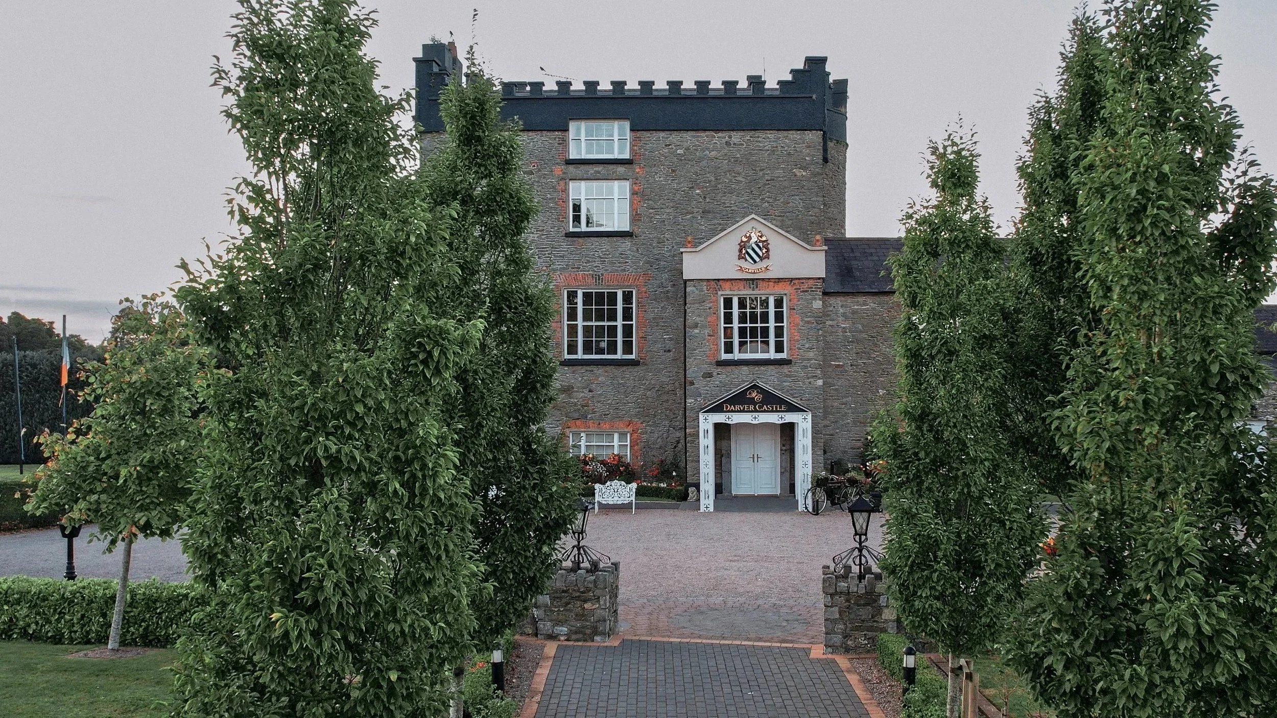 Darver Castle wedding venue in Readypenny, Co. Louth – the historic stone castle framed by trees