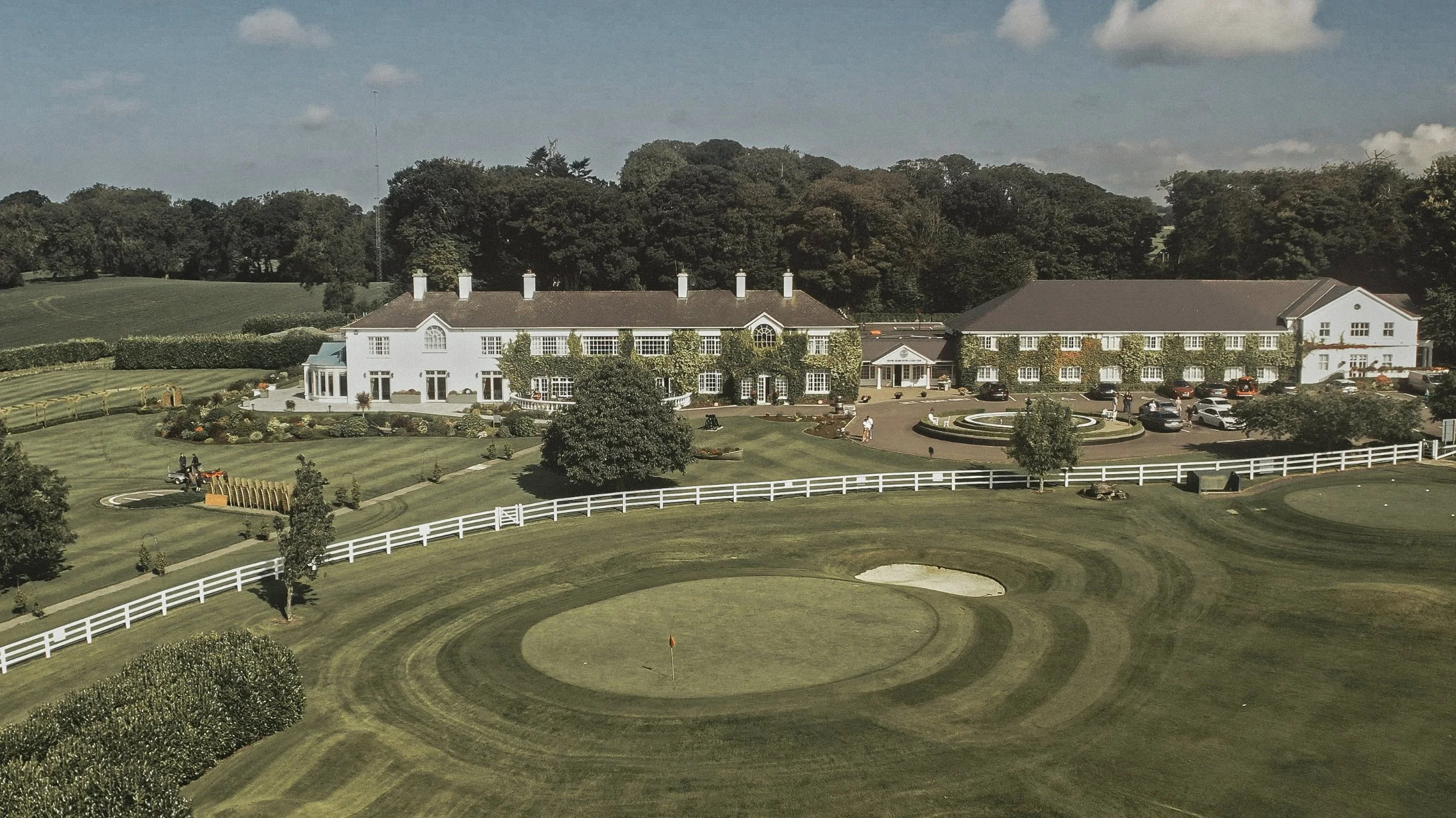 Aerial view of Crover House Hotel and its golf green near Lough Sheelin, Mountnugent, Co. Cavan – wedding venue
