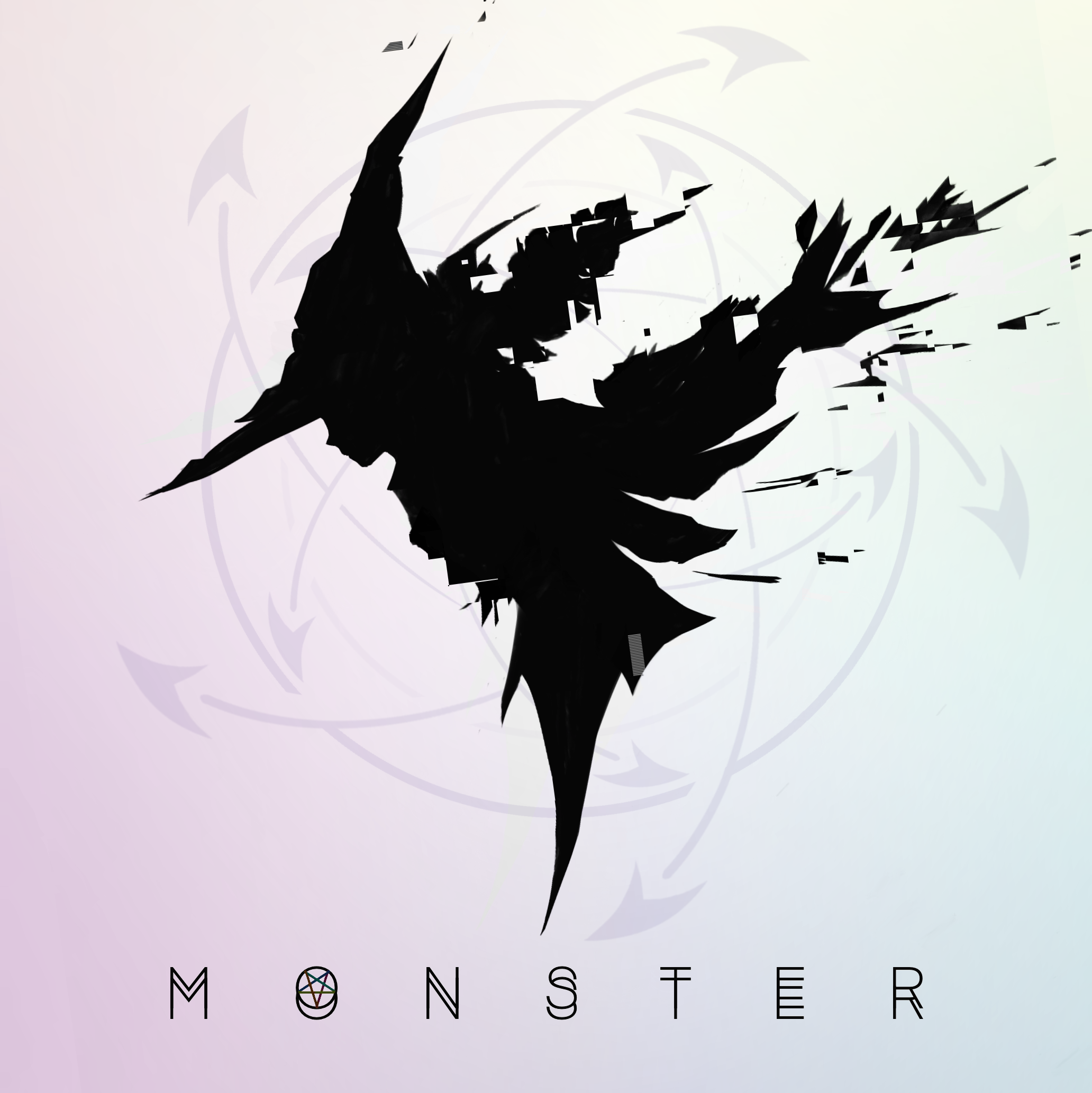 Silhouette of a dragon-like creature with text "MONSTER an isarine story set"