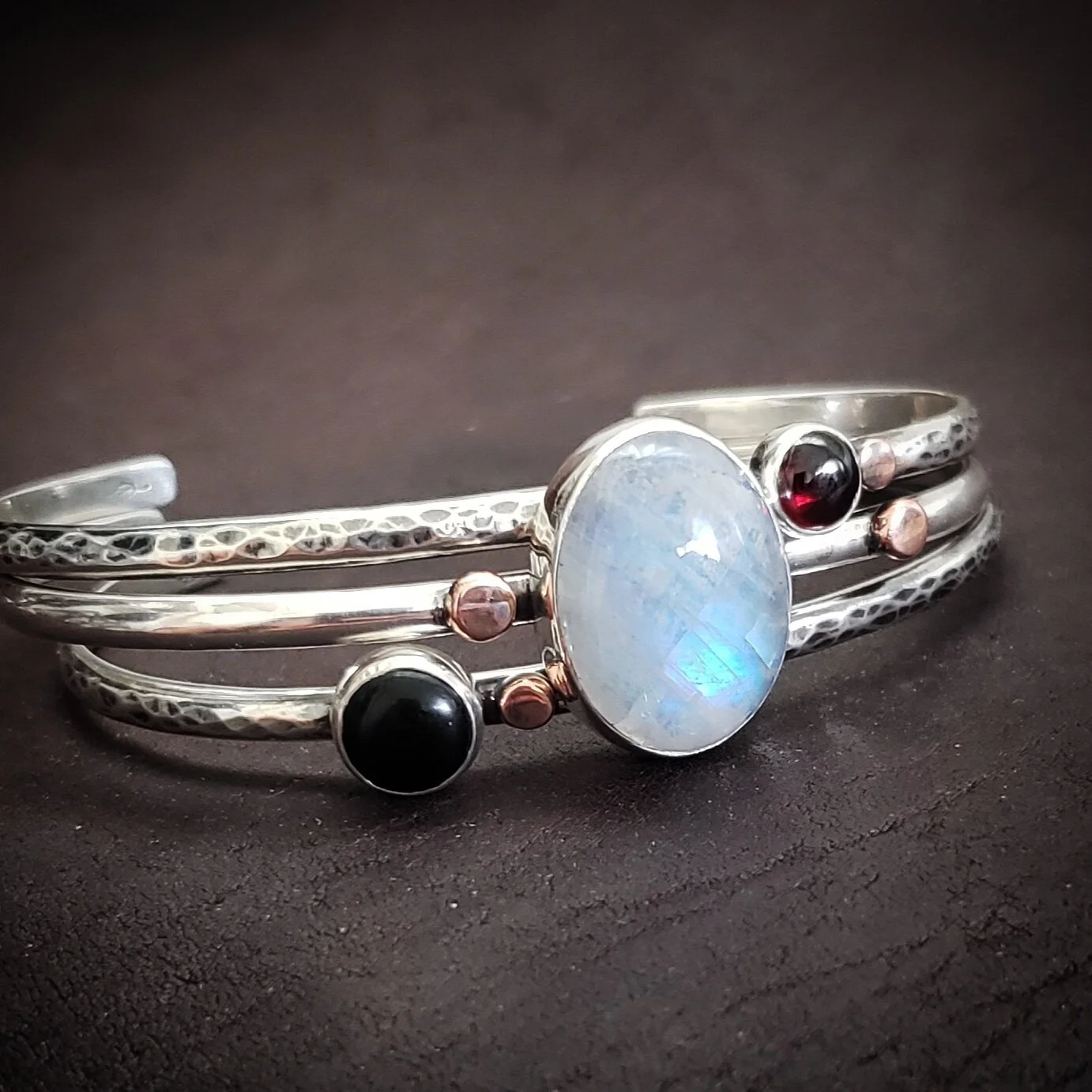 sterling silver stone stacking cuff bracelets