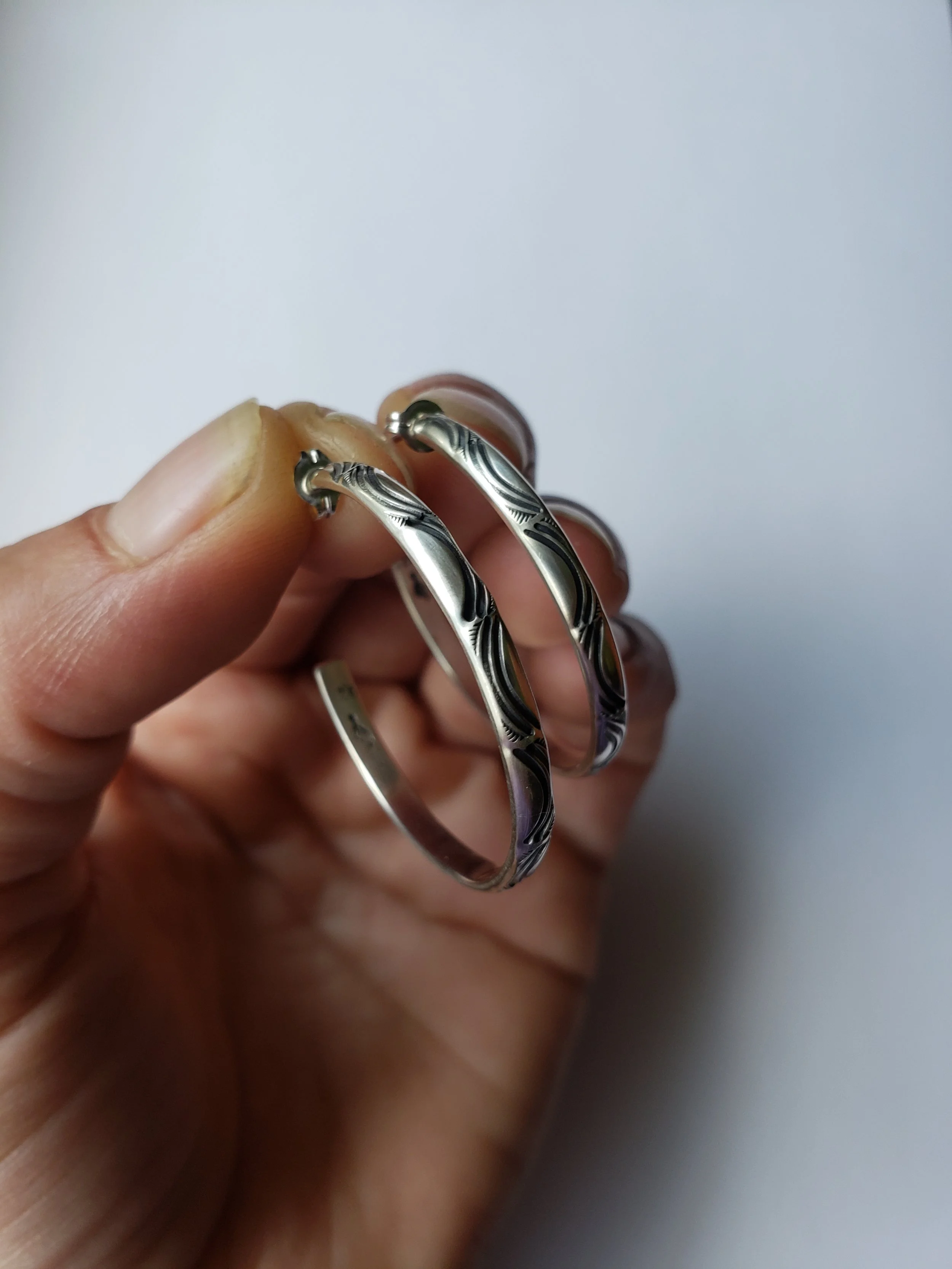 stamped hoop earrings