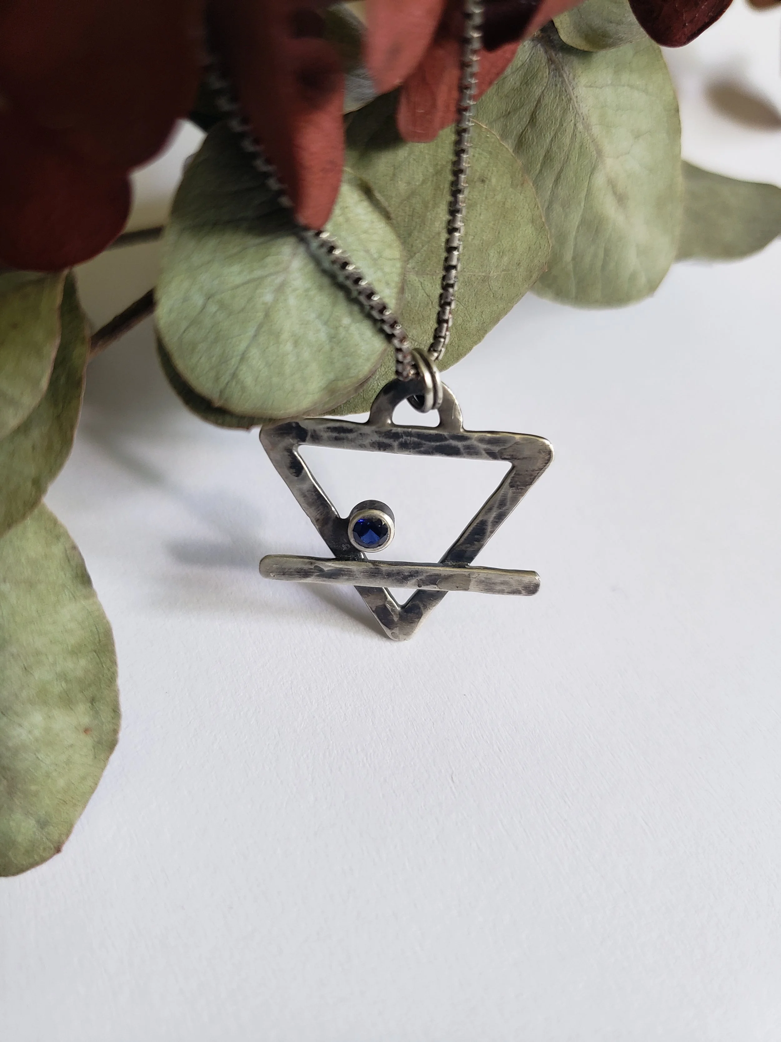 Earth Element Alchemy Necklace (Created Sapphire - September)
