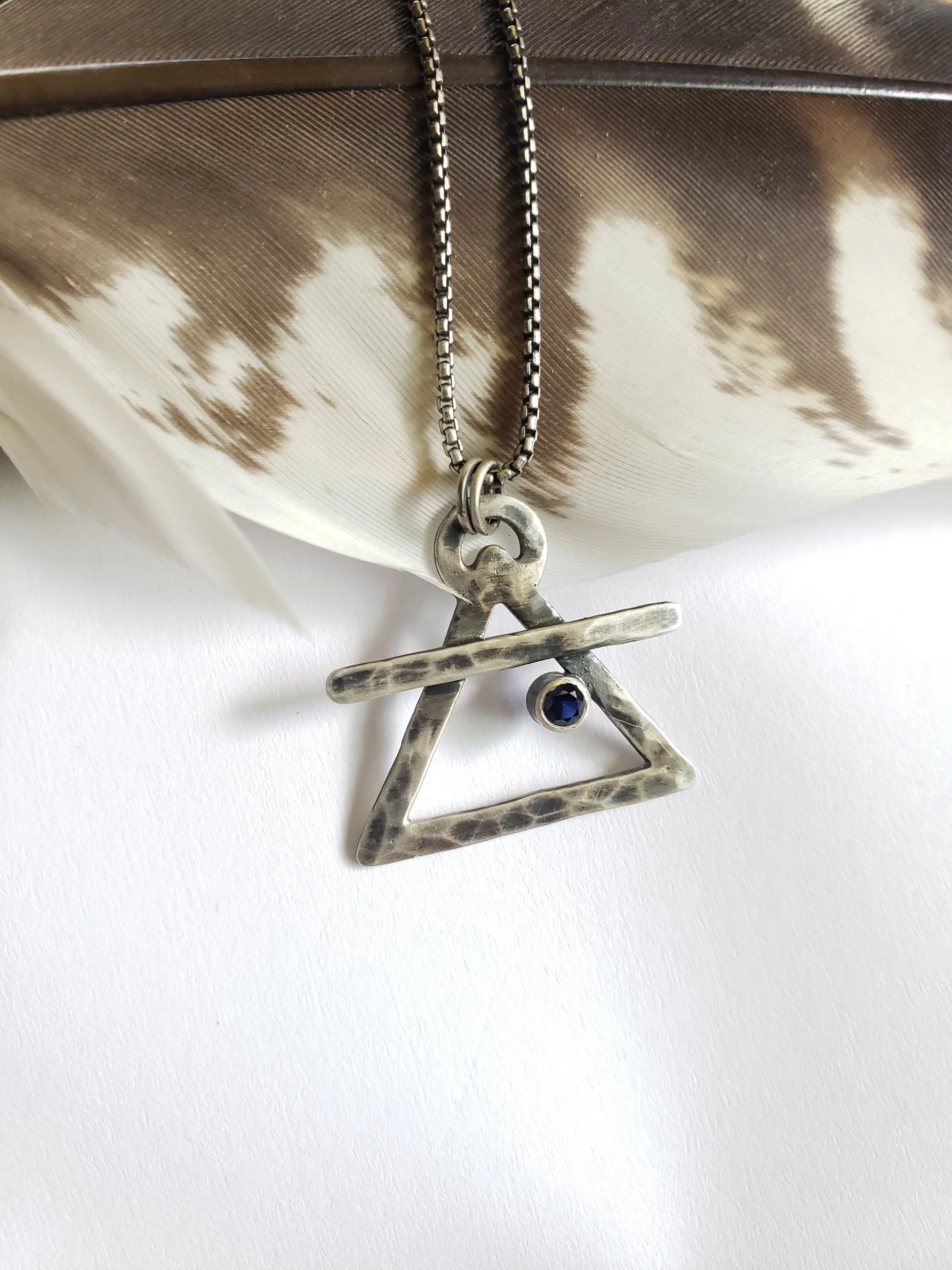 Air Element Alchemy Necklace (Created Sapphire - September)