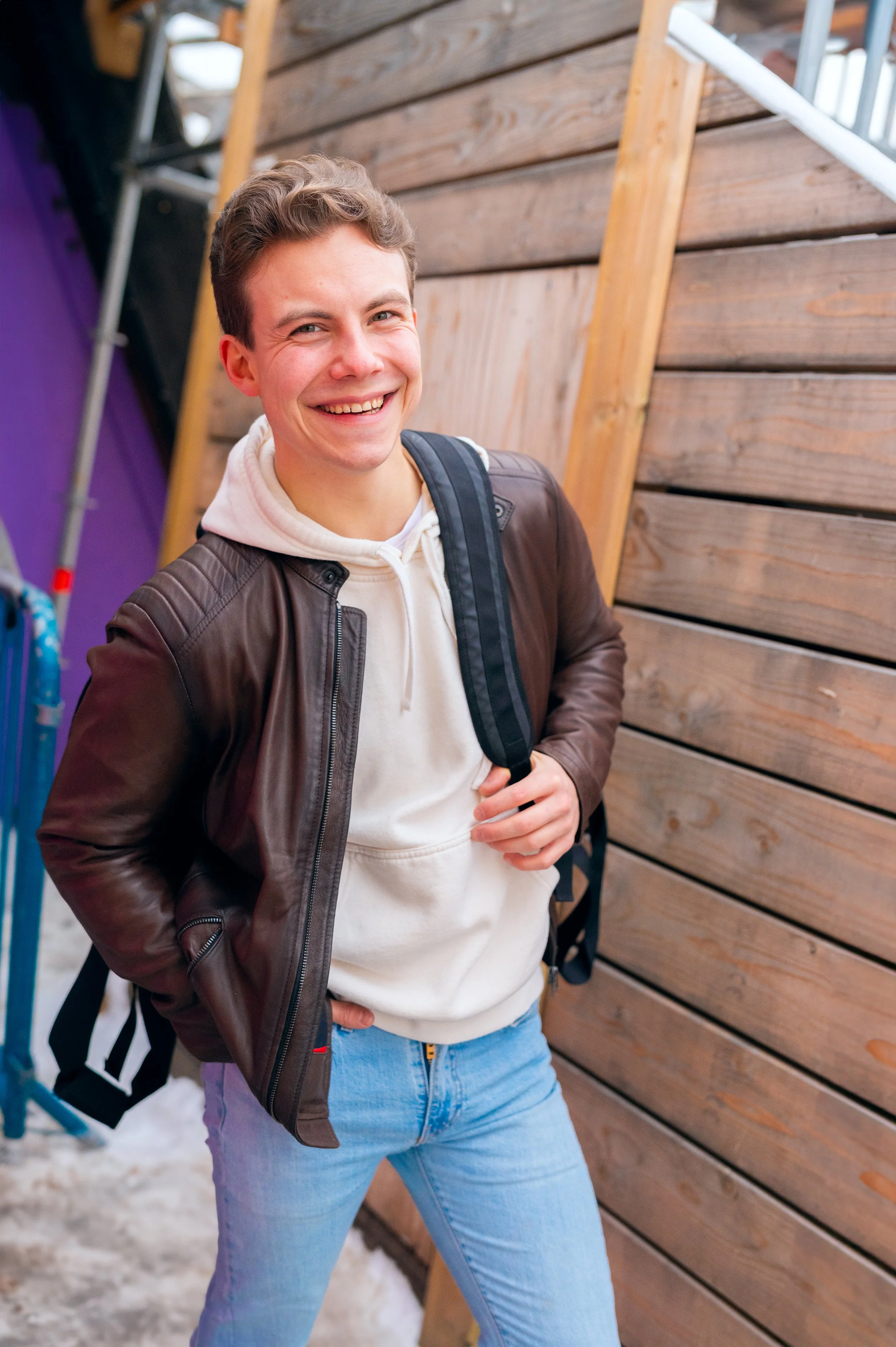 young man in backyard