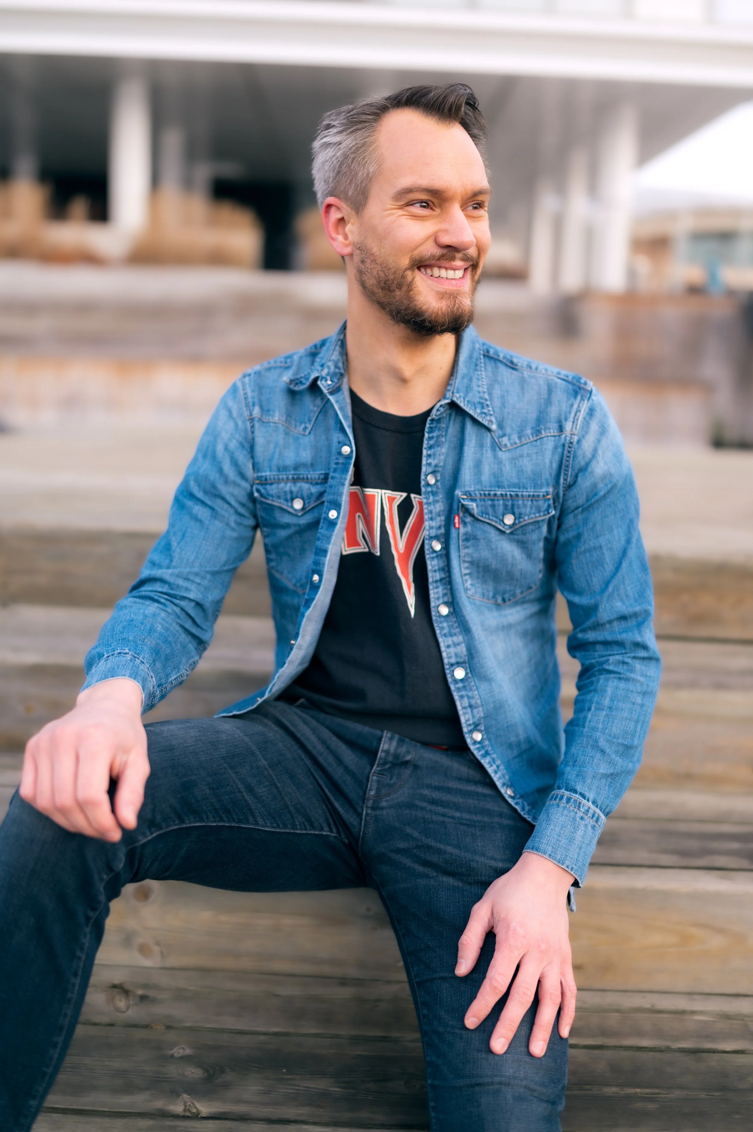 person in denim jacket